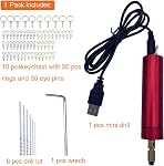 USB Mini Ensemble de perceuses électriques pour outil rotatif en aluminium résine avec 6 Kit d'épingle électrique pour micro-ondes DIY Projets de forage Fabrication d'artisanats à porte-clés (rouge, presse-perceuses)