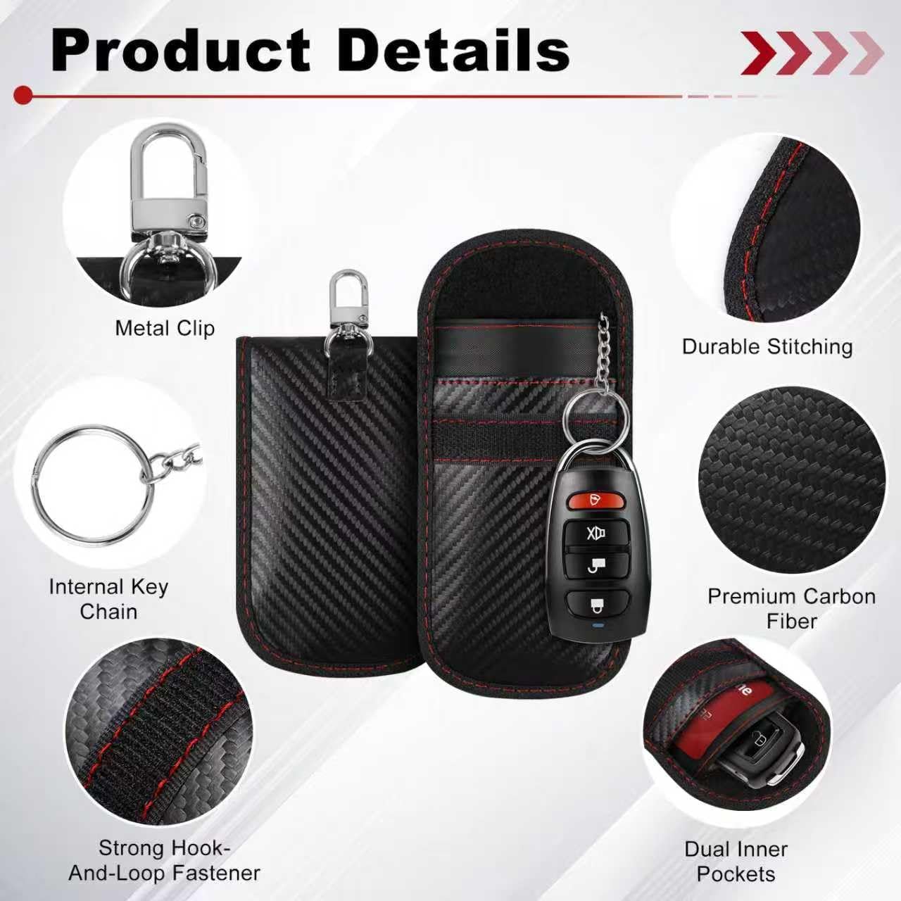 2 Pack Faraday Bags for Car Keys, Faraday Pouch, 3.4''X5.1'' Upgraded Faraday Key Fob Protector, Car RFID Signal Anti-Theft Fob Case for All Vehicle Models
