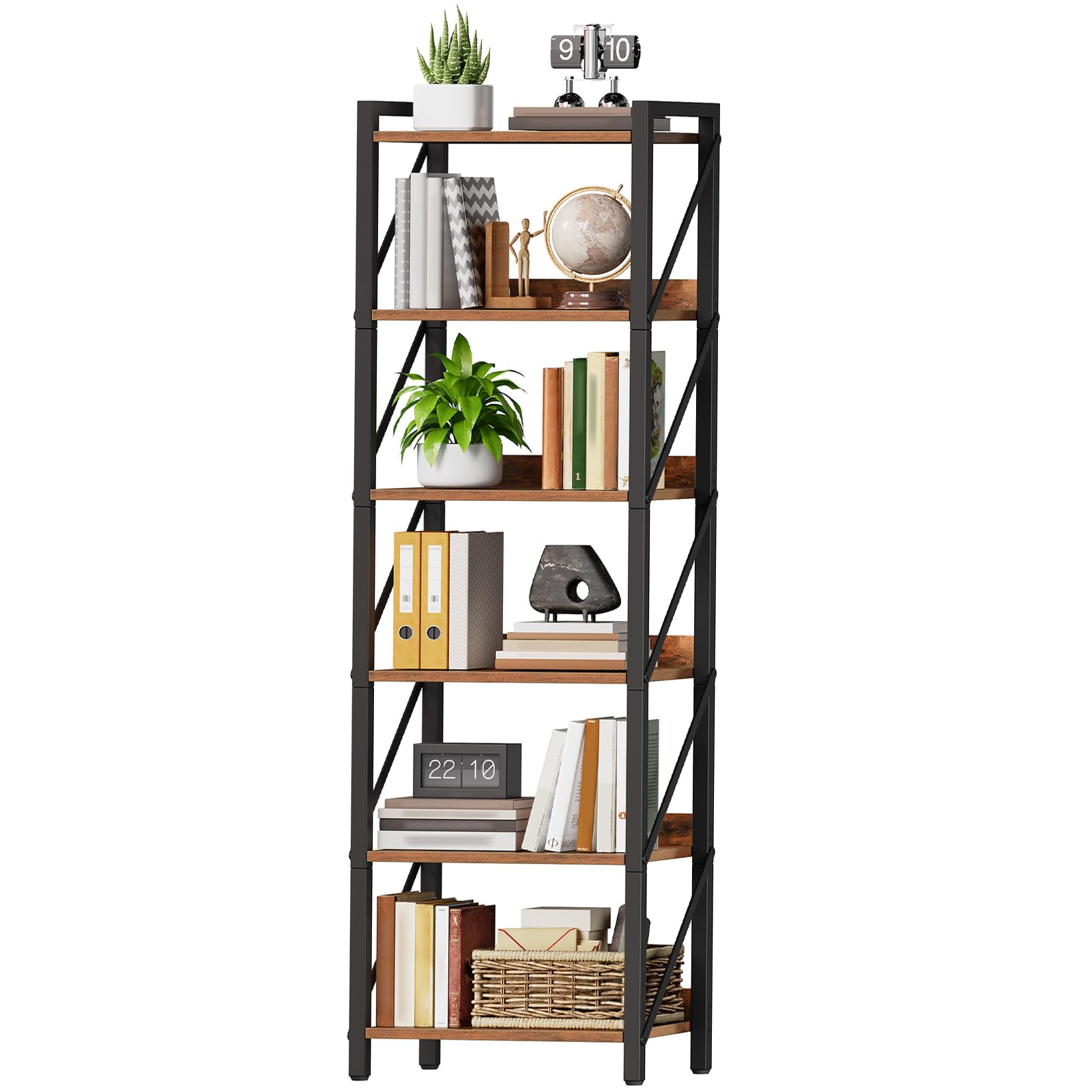 HOOBRO 6-Tier Industrial Bookcase