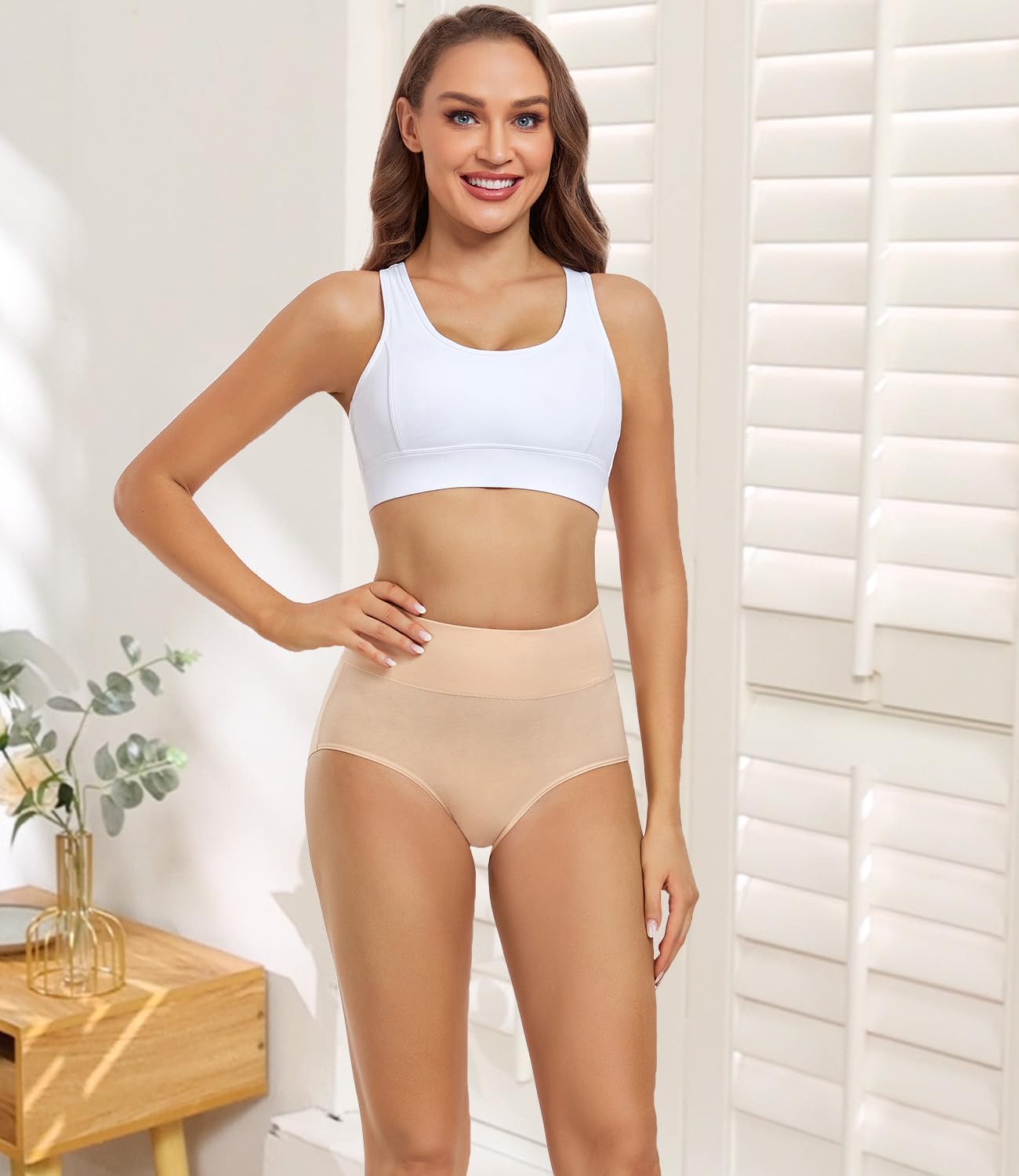 wirarpa Women's Underwear High Waisted Ladies Cotton Panties Soft Full Coverage Briefs 5 Pack - Image 2