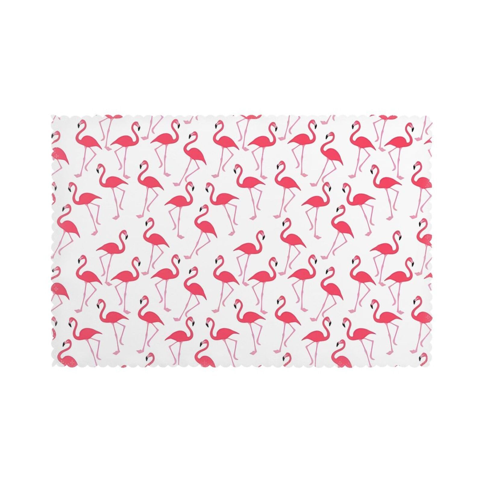 WHJSHOP Pink flamingo pattern Prints Placemats Set of 6 12x18in - Heat Resistant Table Layers for Homes, Hotels & Stylish Dining