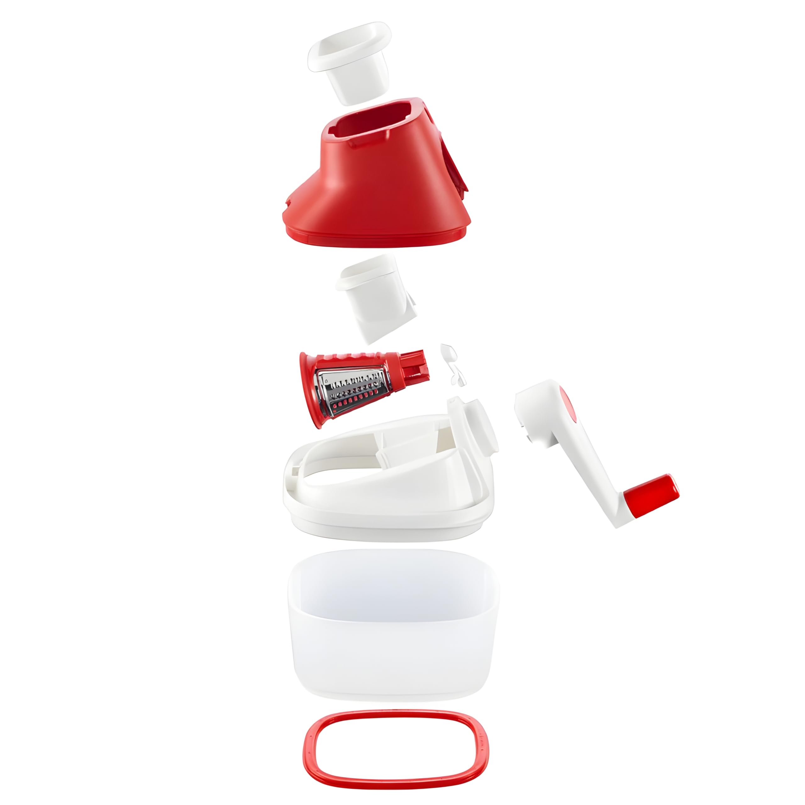 Tupperware Grate N Store Râpe Double Manivelle - Fin et Grossier Rotation 2 Sens - Contenant 430 ml Couvercle Inclus - Plastique - 13x11,5x15 cm - Cuisine Pratique Qualité Professionnelle