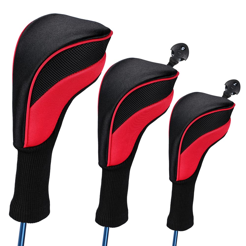 3pcs/Set Driver # 1 3 5 Fairway Wood Cover Golf Club Headcover (Red(3pcs)) — image 1