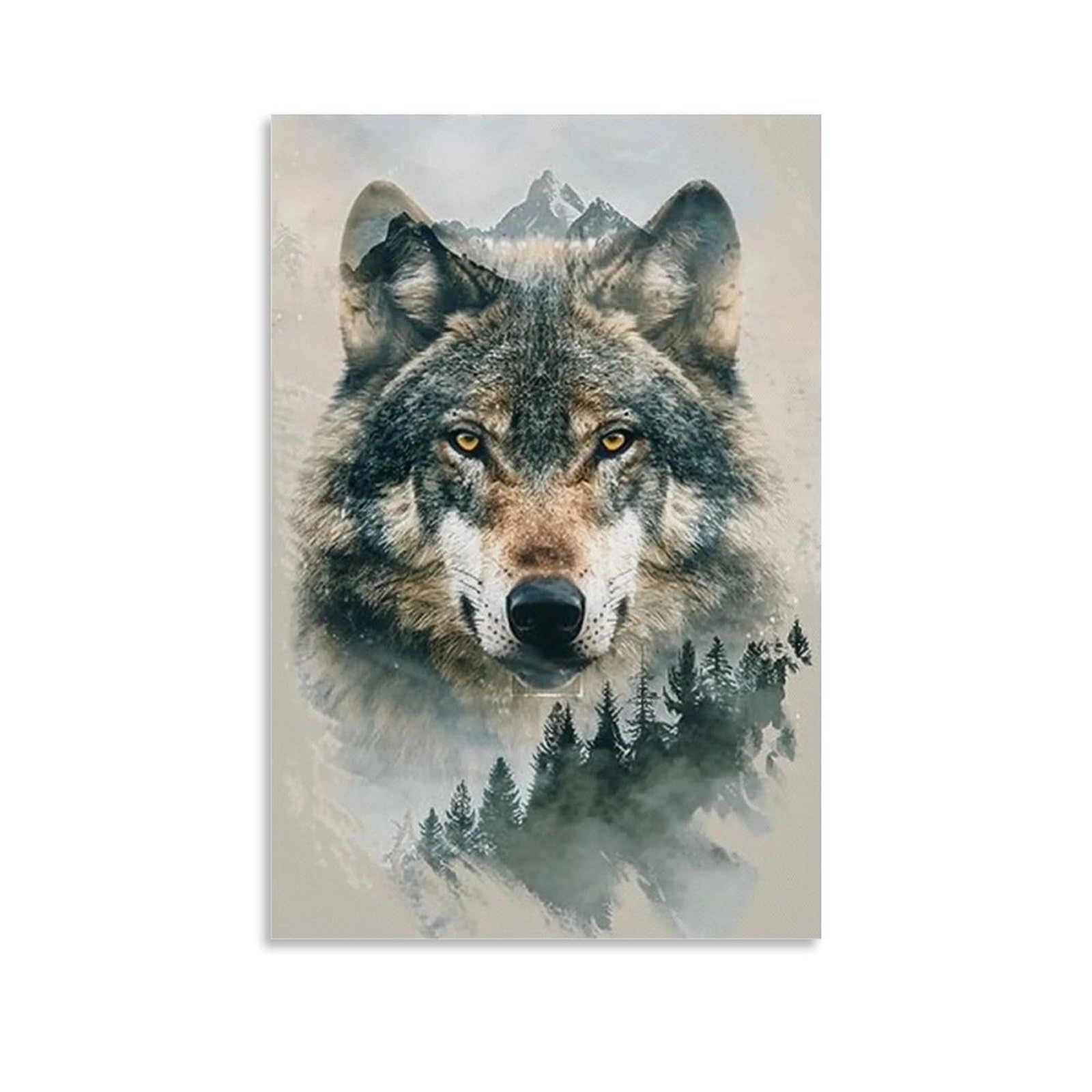 JUWRHRHHRH Timber Wolf Forest Landscape 03 Poster Canvas Aesthetic Wall Art Painting Decor for Living Room Bed Room 12x18inch Unframe-style