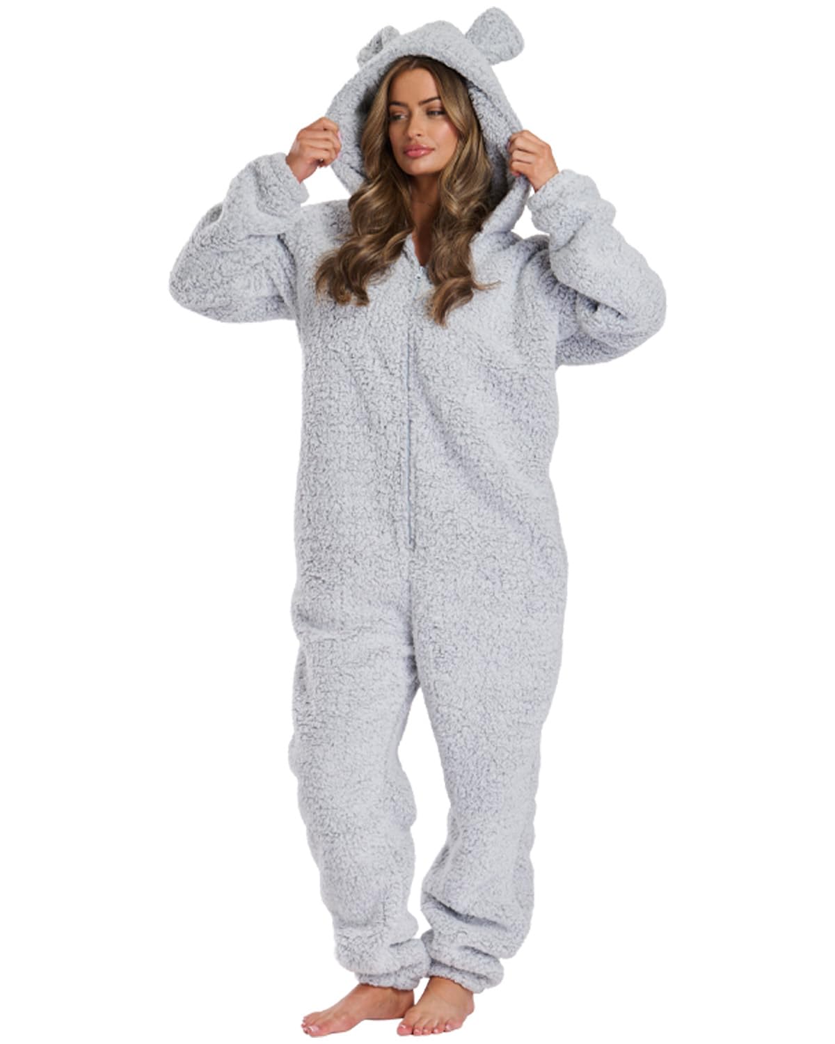 Undercover Women's Silver Teddy Sherpa Teddy Onesie 794072 Silver Xl