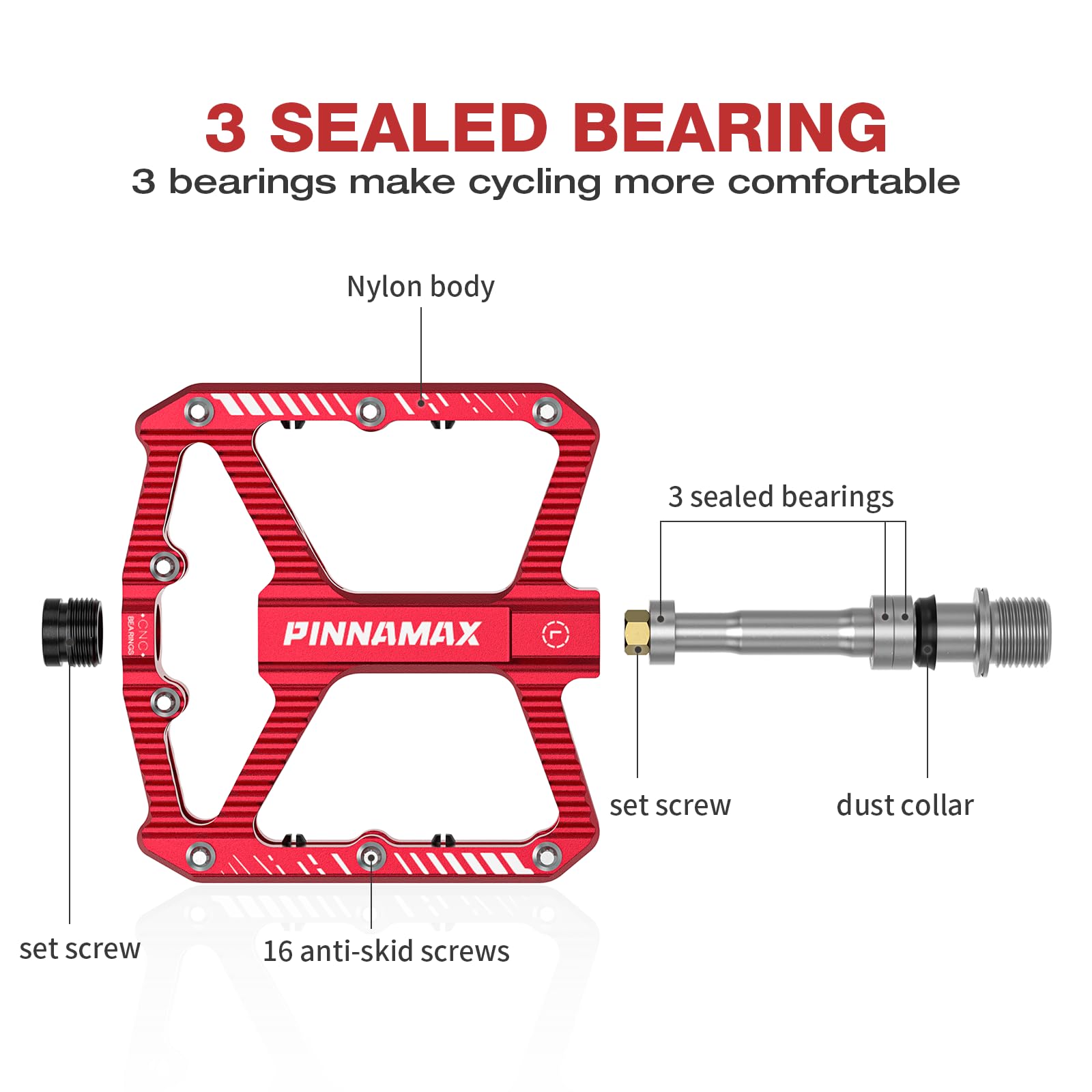 Pedały Rowerowe – Aluminium CNC, 9/16 cala, Platforma Antypoślizgowa, 3 Łożyska – Pedały do Rowerów Szosowych, MTB, E-Bike