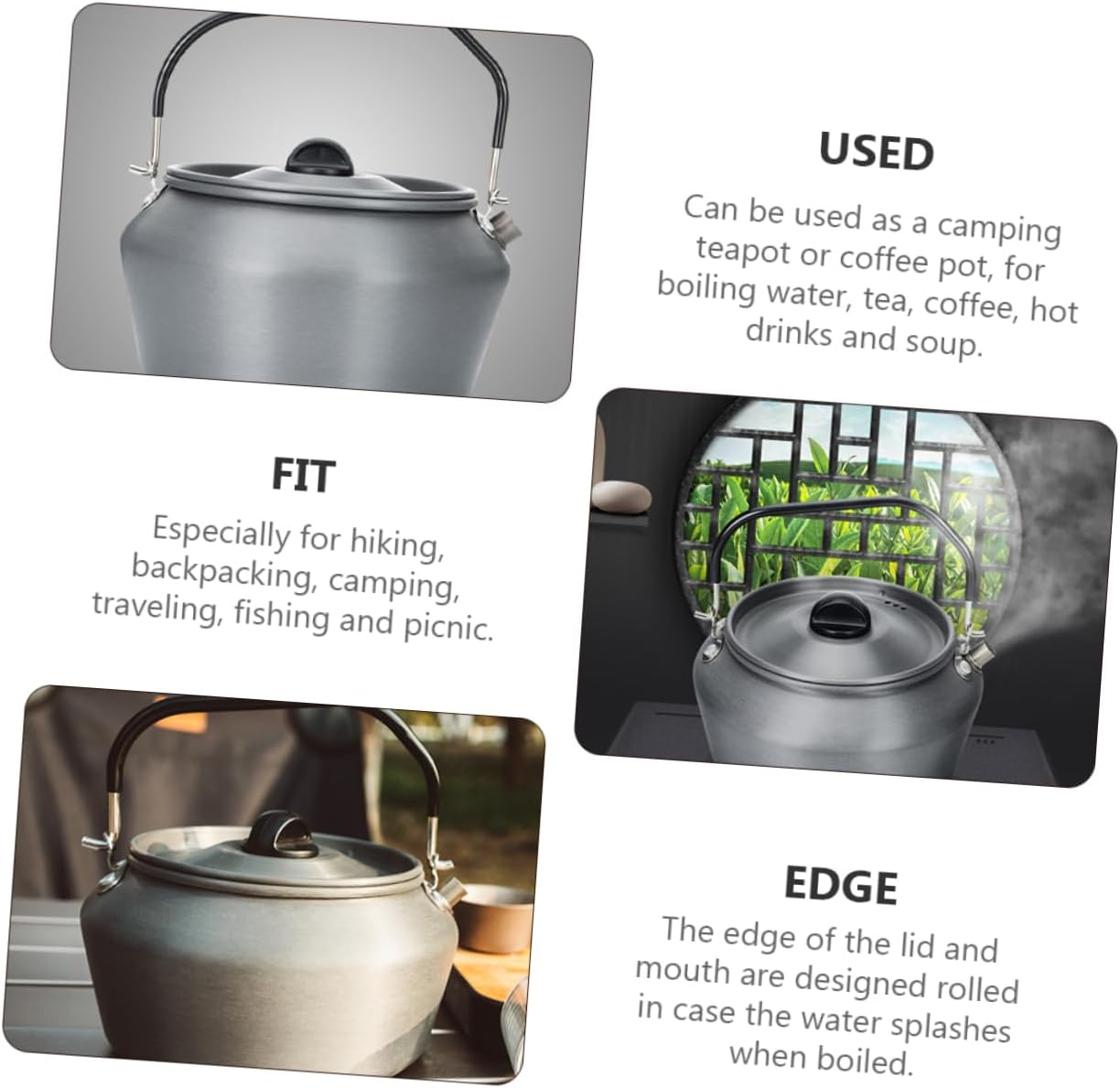 1pc Portable Camping Kettle Capacity Teakettle for Outdoor Picnics and Hiking Quick Heat Conduction -ironing Design for Traveling and Fishing