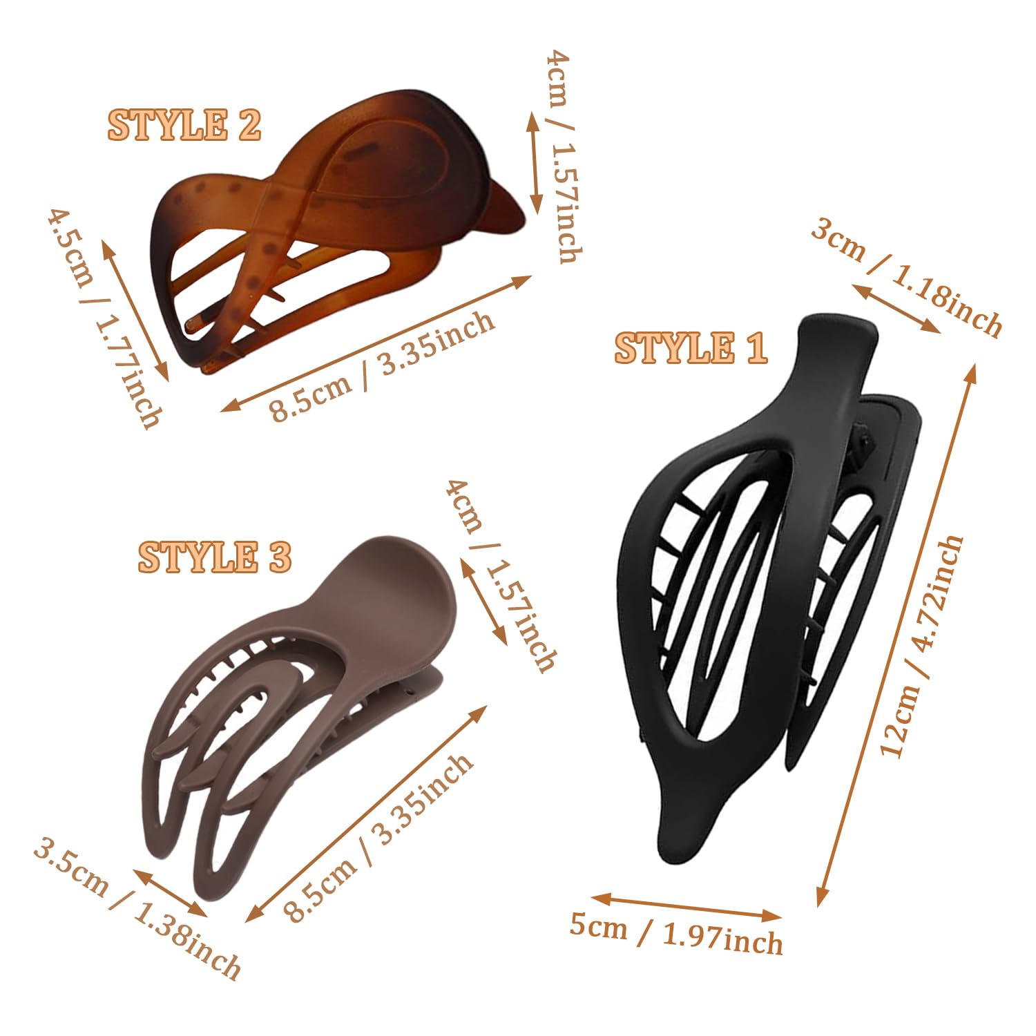 SYEYCW 8 Pcs Hair Claw Clips Women, 3 Styles Flat Hair Clips, Strong Hold Non-Slip Grip Hair Claws - Image 2