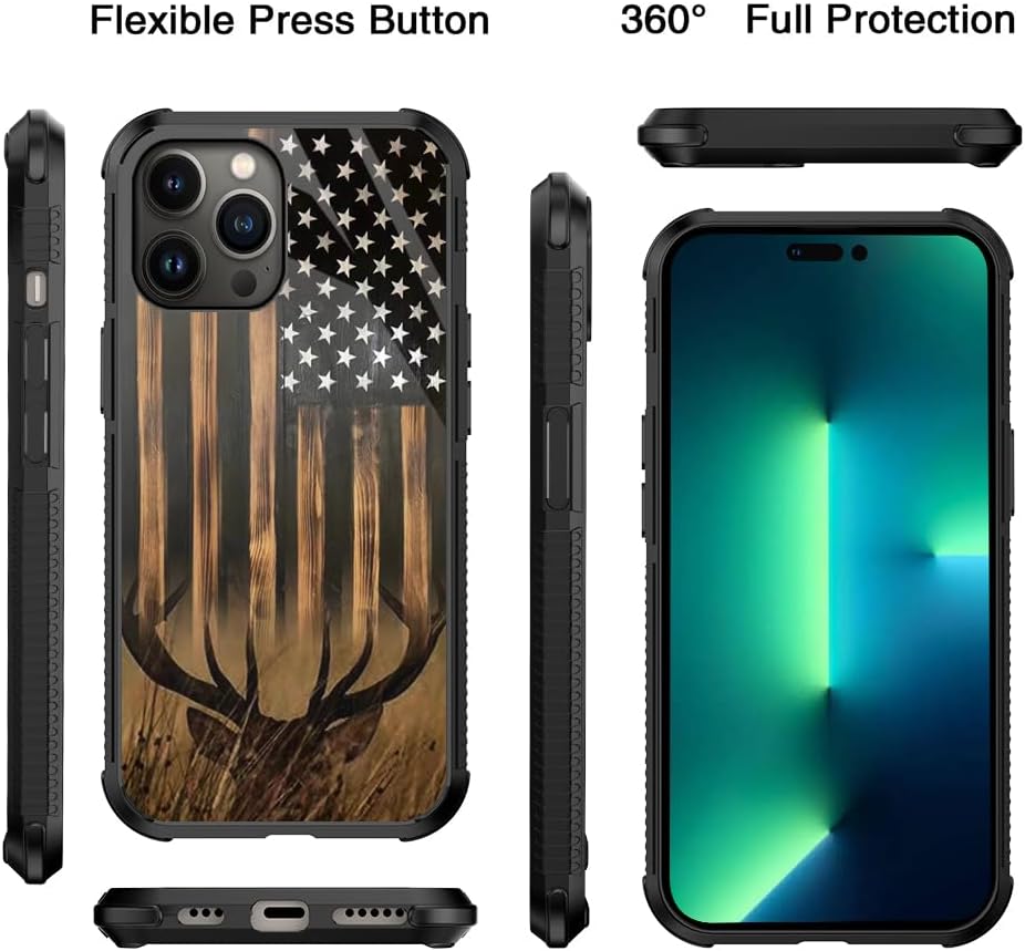 Deer American Flag Case for iPhone 14 Pro Max - Anti-Scratch, Non-Slip+Shockproof Rugged TPU Protective Case - Image 5
