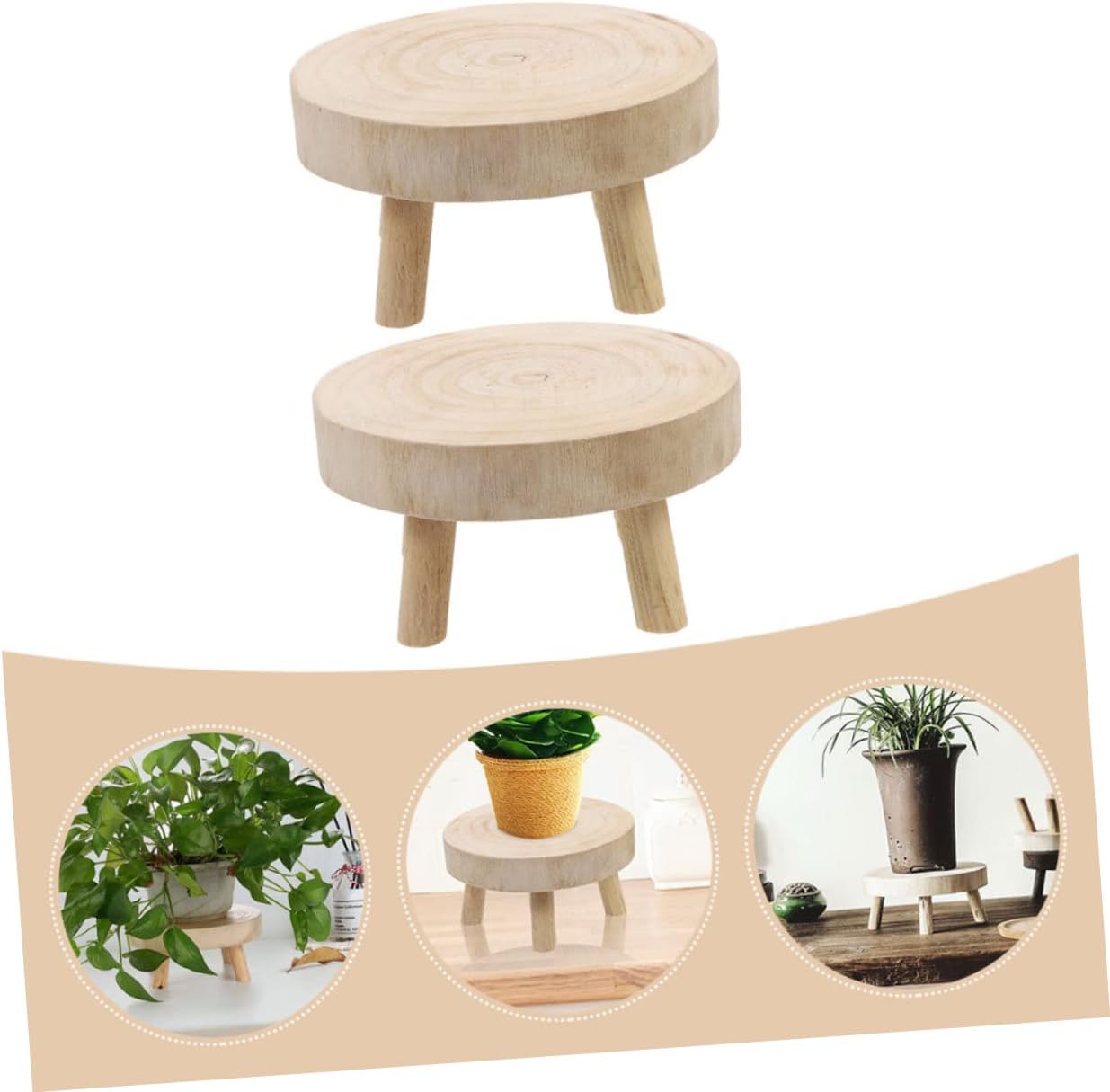 Luxshiny 2pcs Wooden Plant Stand Indoor Lightweight Flower Pot Holder Base for Balcony Garden Living Premium Wood Material Plant Pot Stand for