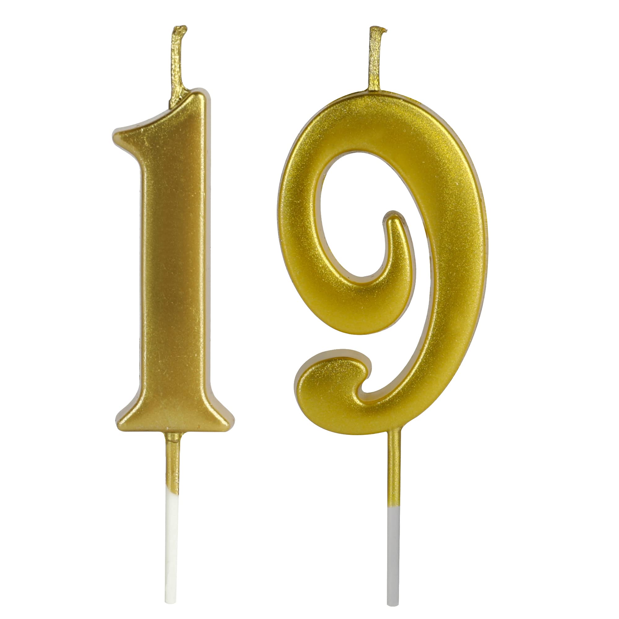 Velas doradas de cumpleaños del número 19 y 91 para decoración de tartas, número 19 y 91 con purpurina, decoración de fiesta, aniversario, celebración, para niños, mujeres u hombres
