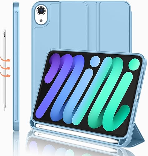 iMieet Funda para iPad mini 7 2024 (A17 Pro), Funda para iPad mini 6 (8.3 pulgadas, modelo 2021), Funda para iPad mini 7ª/6ª generación con soporte