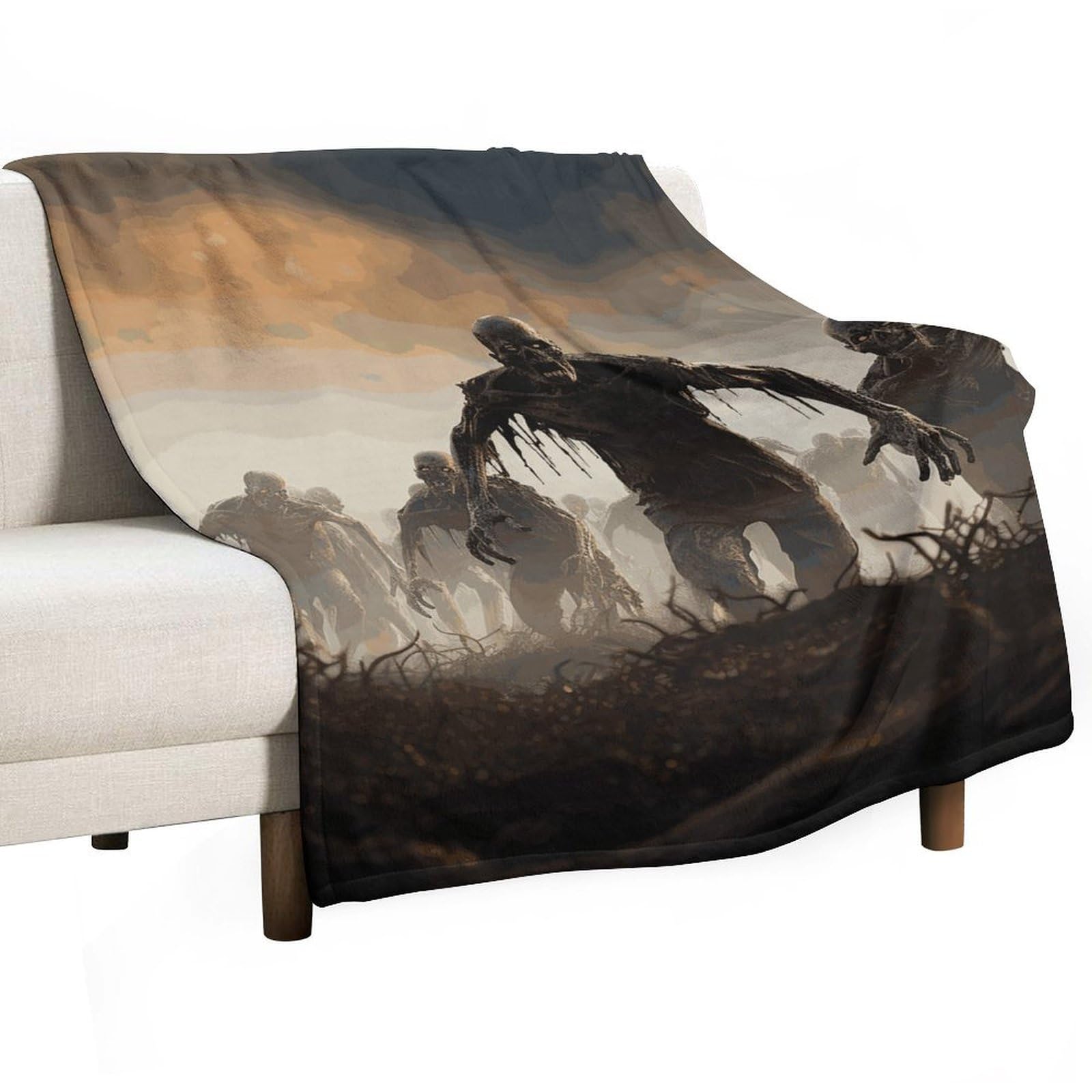 Couverture en flanelle légère et chaude imprimé zombie plaid grand format lit