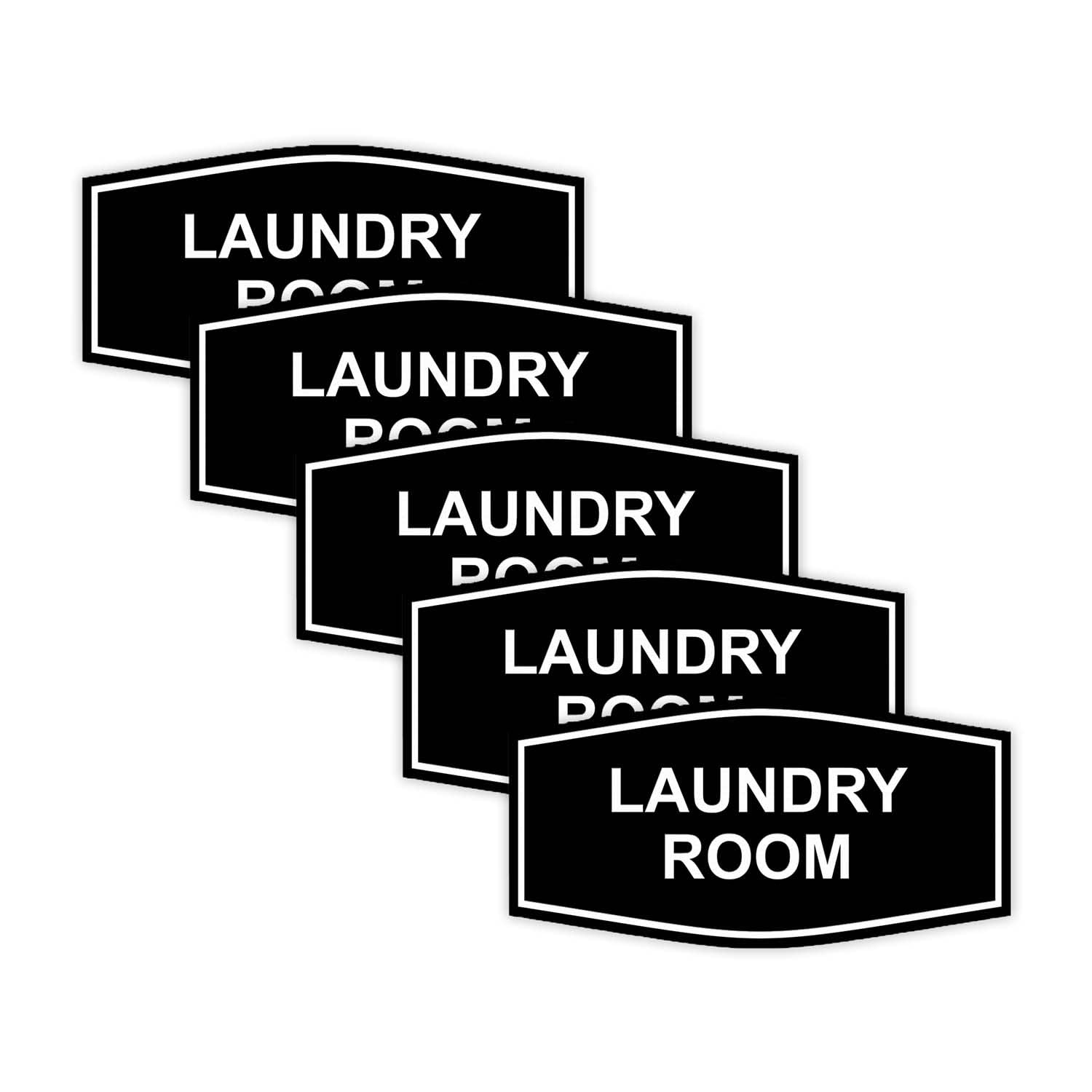 Fancy Laundry Room Sign (Black) - Large 5 Pack