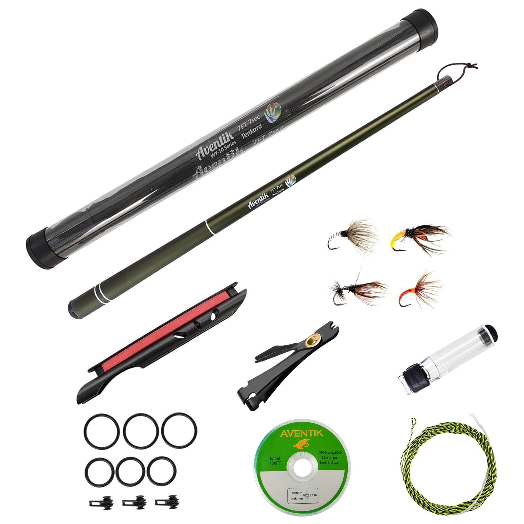Aventik FreshStart Tenkara Fly Fishing Rod Combo(Dark Green,2.1M/7FT)