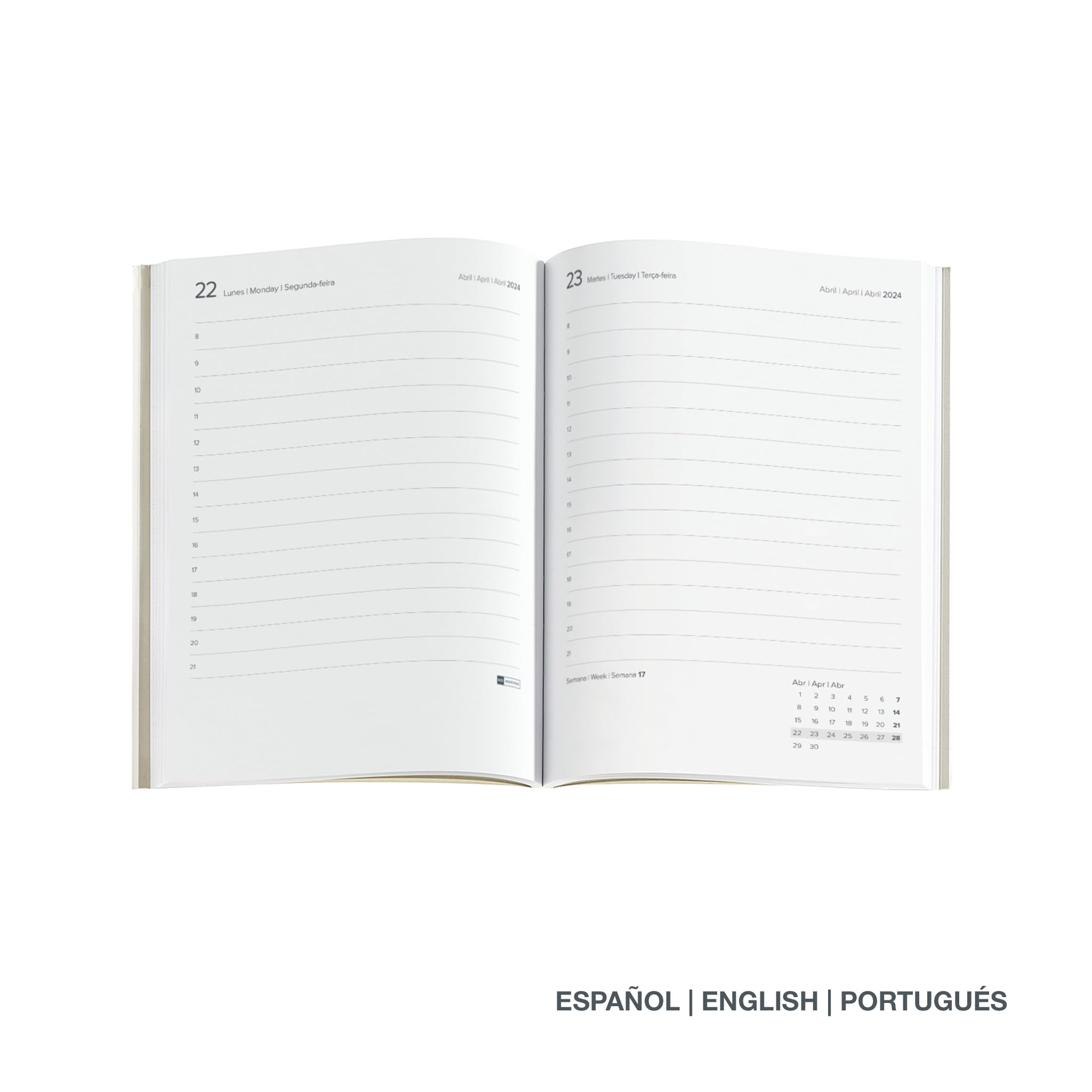Miquelrius, Annual Planner 2024, Day Page, Journal Size 122 x 168 mm, Flexible Cover, Stitched Leather, Spanish - Image 2