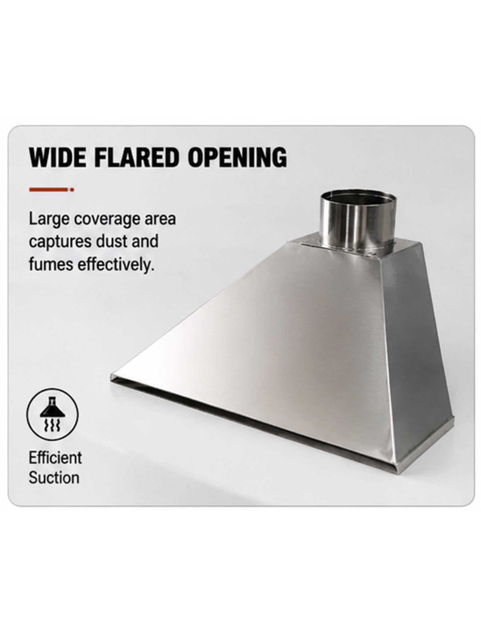 Campana extractora industrial de acero galvanizado para humos