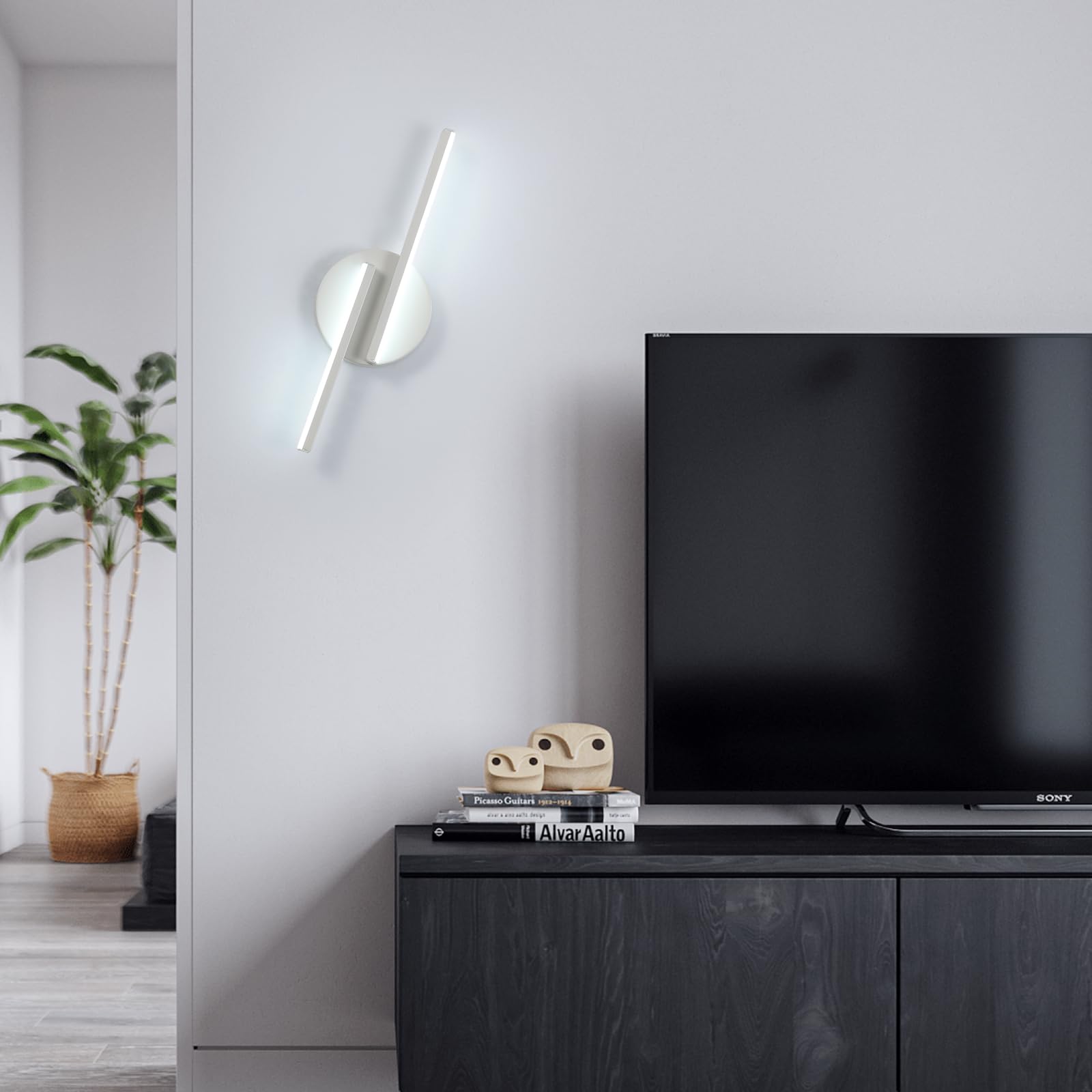 Tealight Applique da Parete Interno LED, 16W Lampada da Parete Moderno, Luce Fredda 6500K Lampada a Muro per Camera da Letto Soggiorno Corridoio Scale