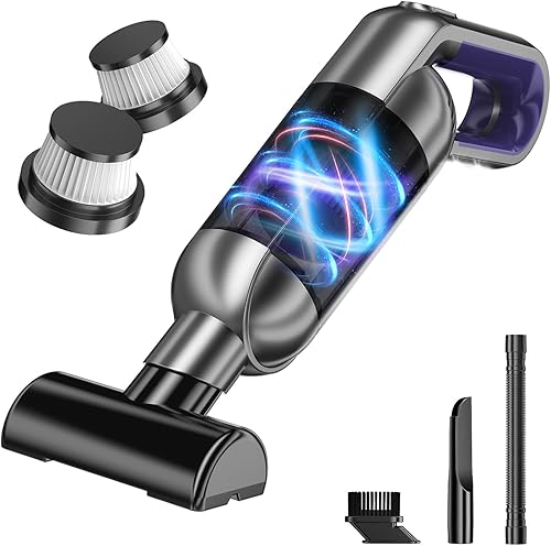 Aspiradora de mano inalámbrica, aspiradora portátil para automóvil con luz LED, aspiradora pequeña recargable con potente succión, aspiradora ligera