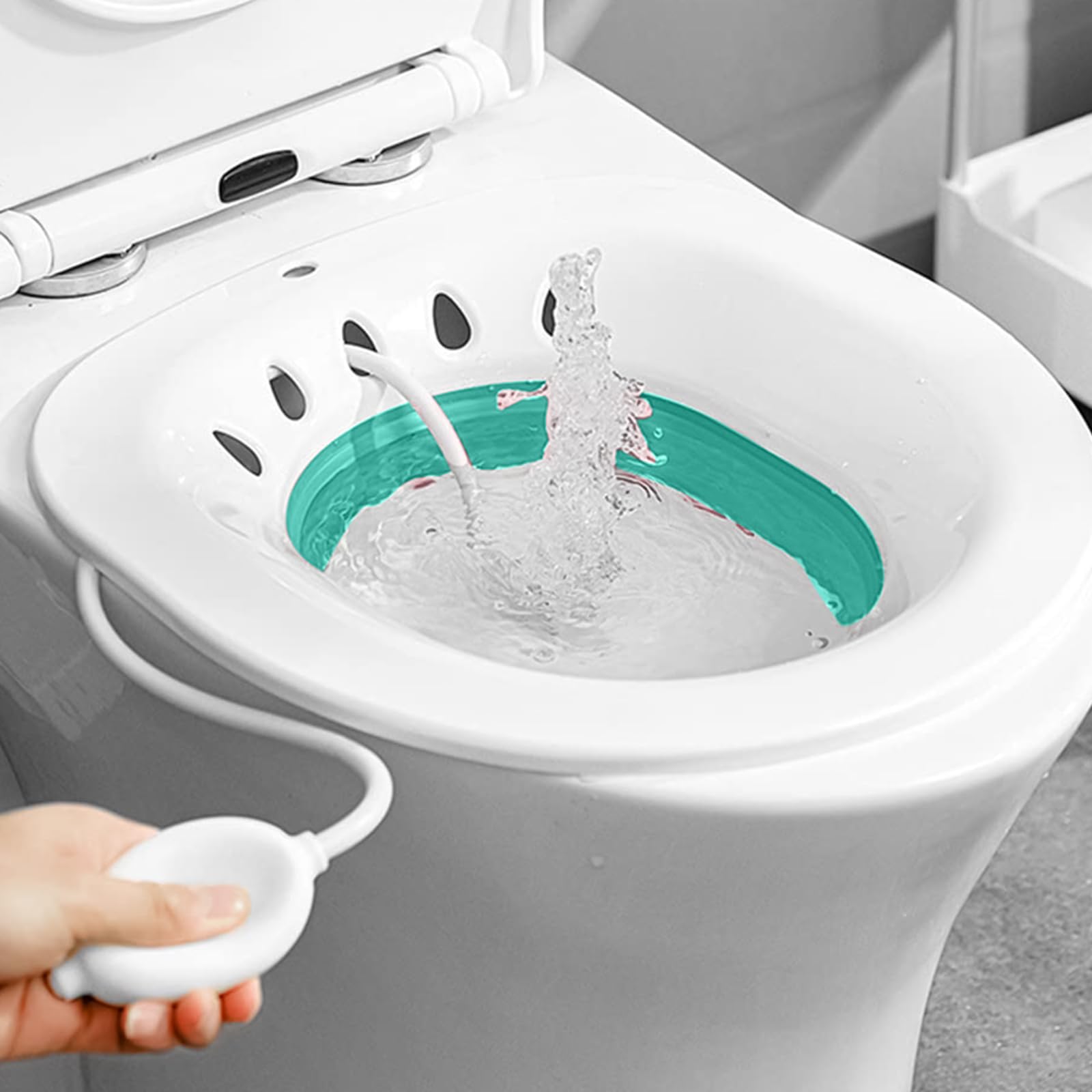 Baño de asiento para el inodoro con acondicionador Bidé Inserto para inodoro Bañera de asiento plegable para hemorroides Cuidado del puerperio para mujeres embarazadas y ancianos