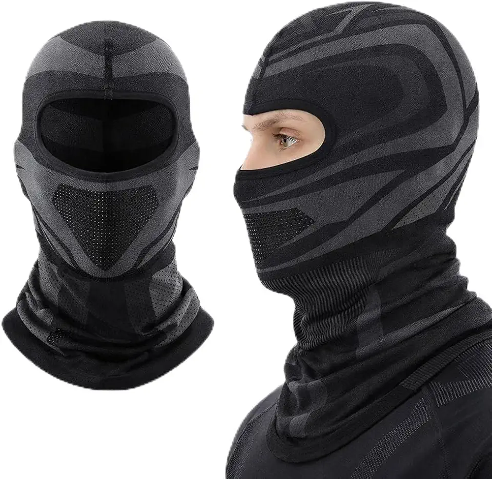 Balaclava Touca Ninja UV 50+ Térmica, Respirável, Corta Vento, Máscara Segunda Pele para Motociclista, Corrida, Ciclismo, Preta, Unissex
