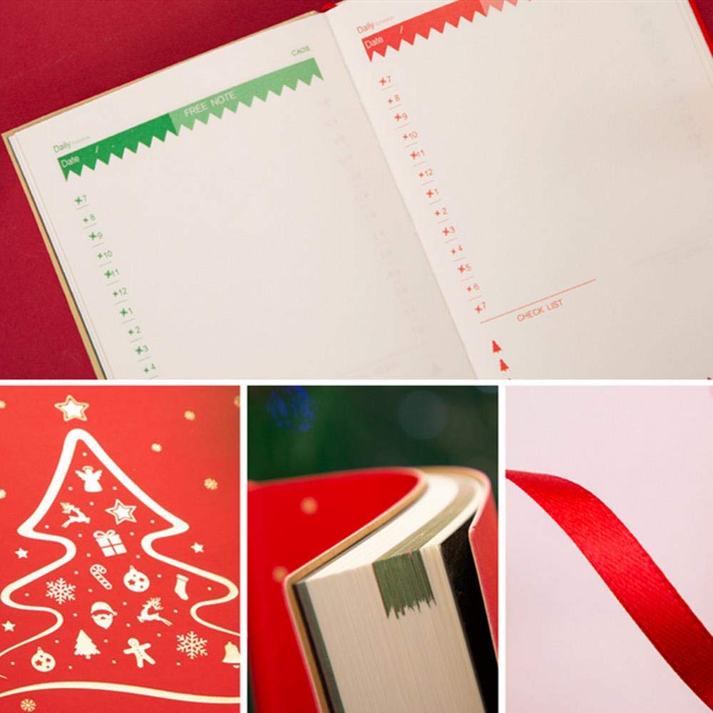 VIDOO Noël Cahier Journal Main Étudiant Bloc-Notes Papeterie Notes Épaissi Livres Cadeau - Vert
