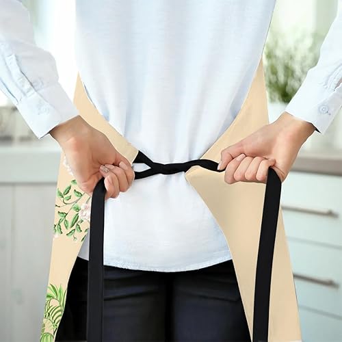 Miniatura 6 de Delantal de pavo real y flores botánicas  Delantal impermeable ajustable floral para hombres y mujeres con bolsillos para cocina, cocina, hornear,