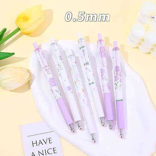 Miniatura 2 de 12 bolígrafos retráctiles estéticos de gel, bolígrafos de escritura de tinta con punta fina suave de 0.020 in, bolígrafos de impresión novedosos,