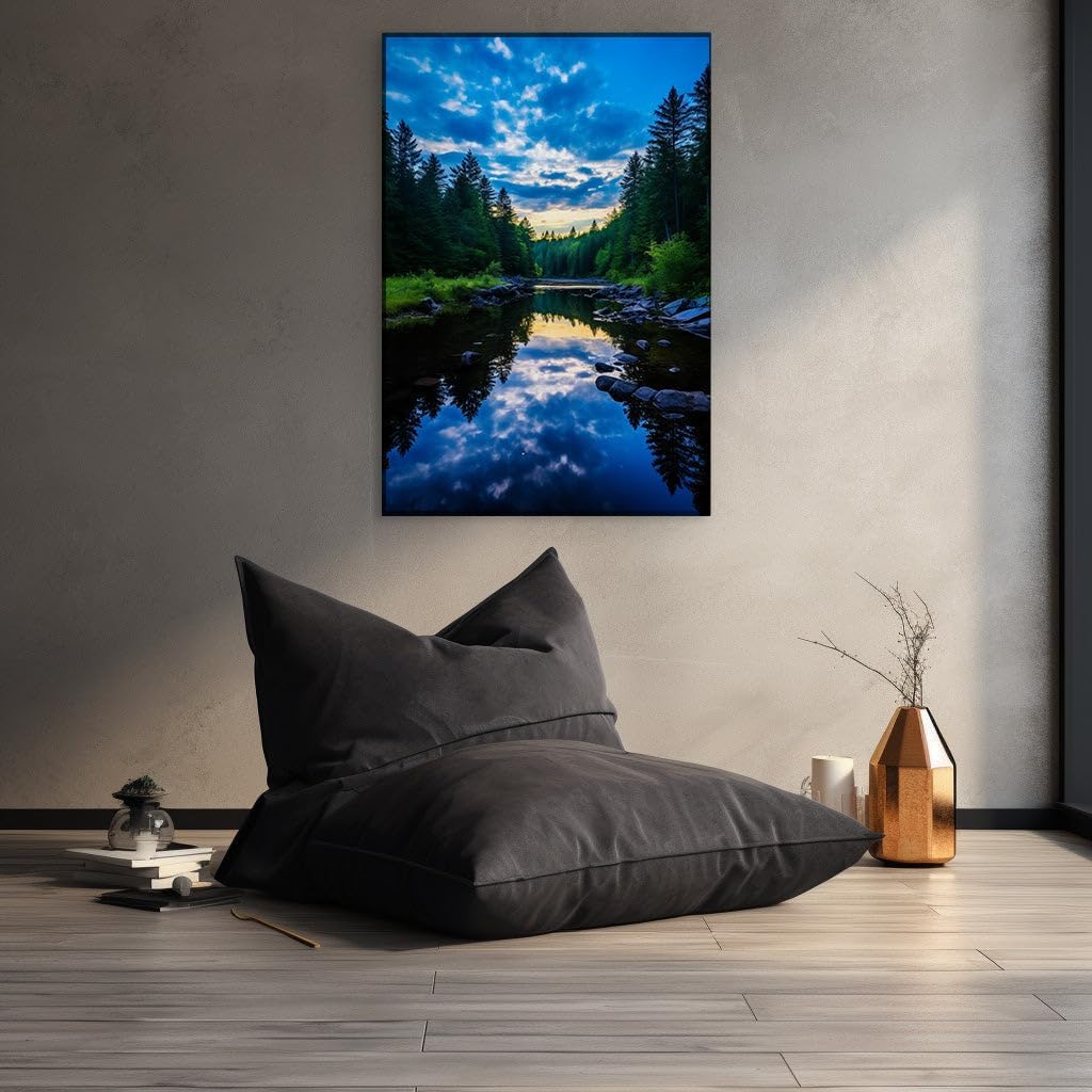 Canvas for Living room. Whispers of Nature's Serenity Along the Quiet Riverbanks, 27 x 18 inch Canvas Wall Art - Modern Home Decor - 69x46 cm (27x18 inch)