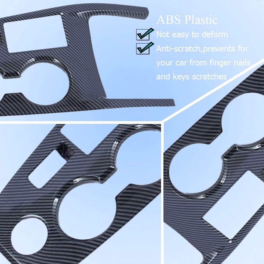 XITER Carbon Fibre Style Car Gear Shift Knob Console Panel Cover Central Consoles Shift Boots Knobs Frame Interior Trim for Nissan Rogue 2021 2022 2023 2024 2025-with Media Drive Control Knob