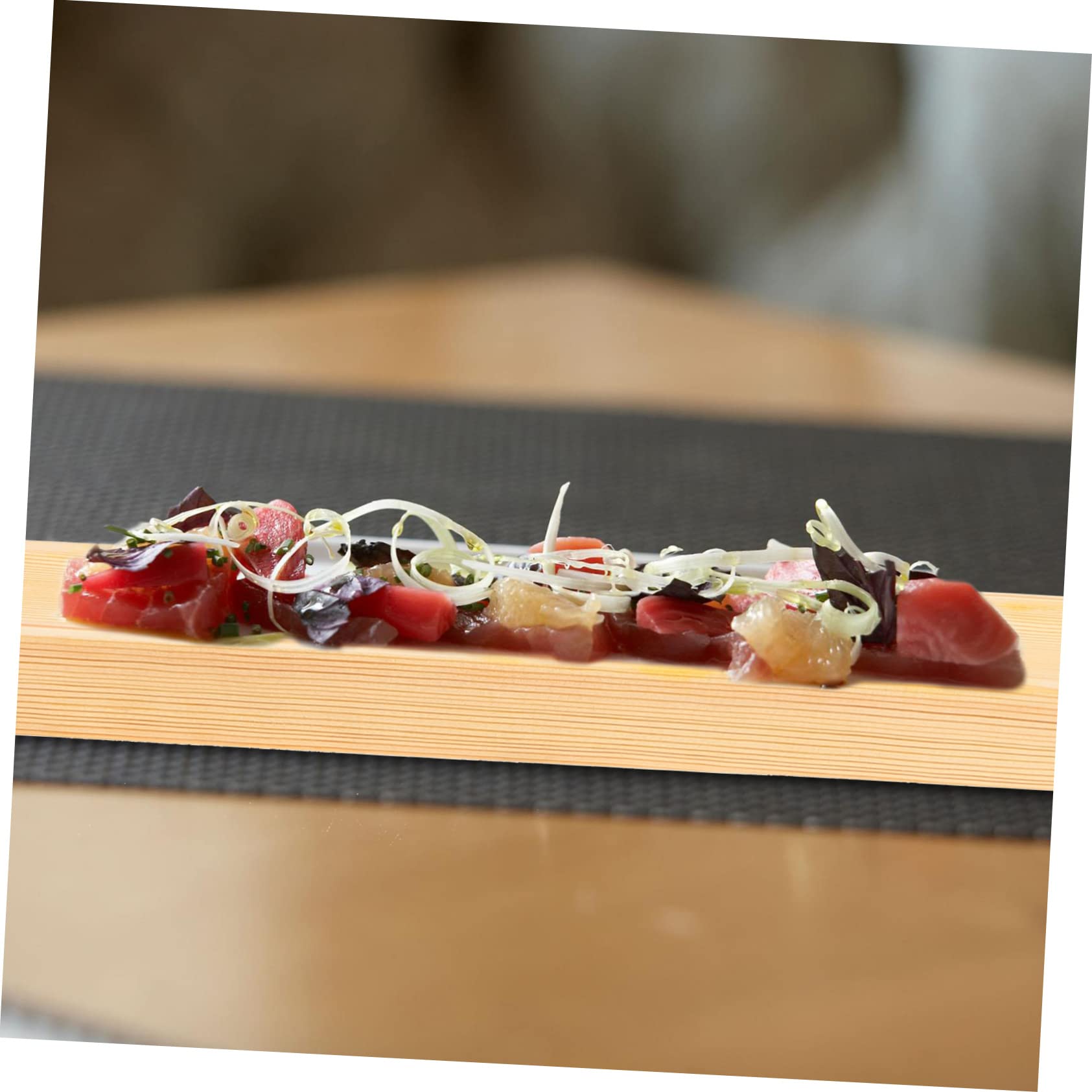 CIYODO Sushi Plate Sushi Serving Boat Pastry Plate Food Trays Food Serving Plate Sushi Serving Platter Meatball Plate Sushi Serving Dishes Shrimp Ball Tray Cookie Plate Wood Khaki