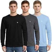Bahob  3 Pack Men's Long-Sleeved T-Shirt Round Neck T-Shirts Comfortable Crewneck Neck Tops for Men Soft Cotton S-3XL