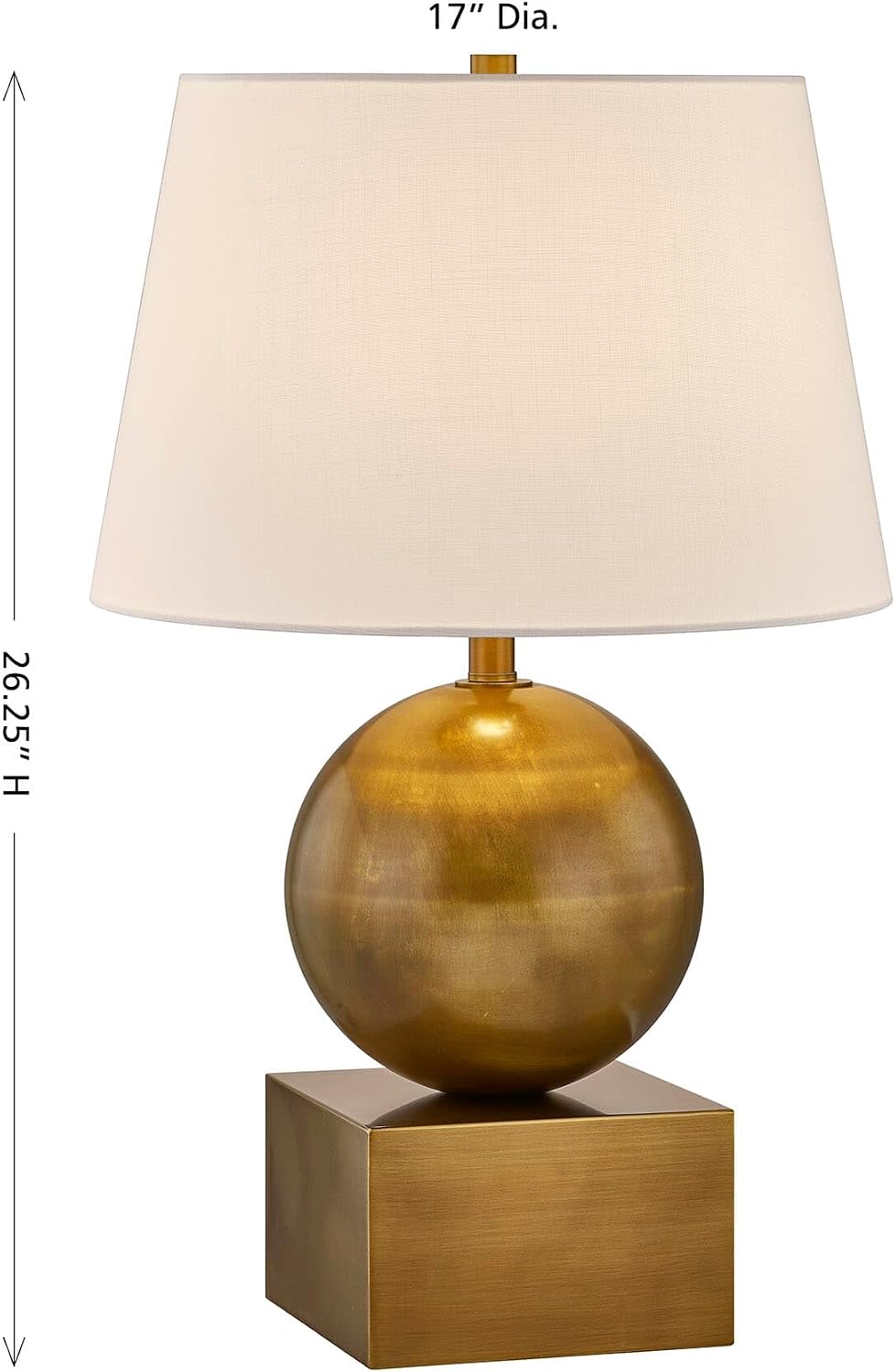 Coco & Dash 11-CD18-BS Brumfield Traditional Table Lamp with White Fabric Shade, 1-Light 100 Watt, 26"H x 17"W, Brass