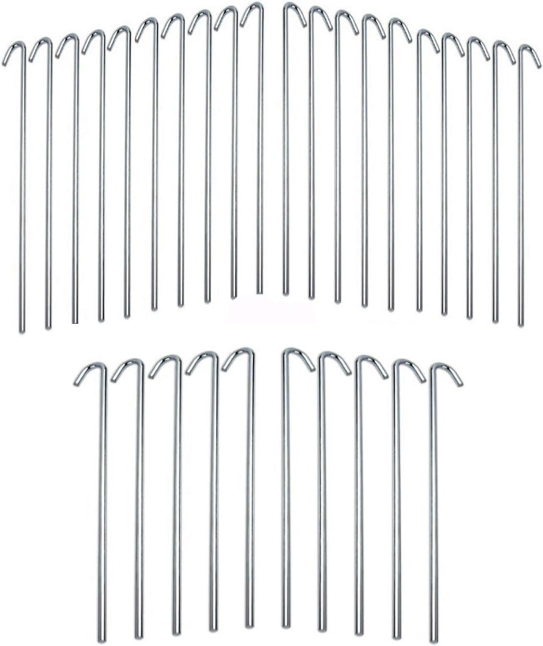IIT 71021 30-Piece Galvanized Steel Tent Pegs-Garden Stakes, 9 Inch, Silver