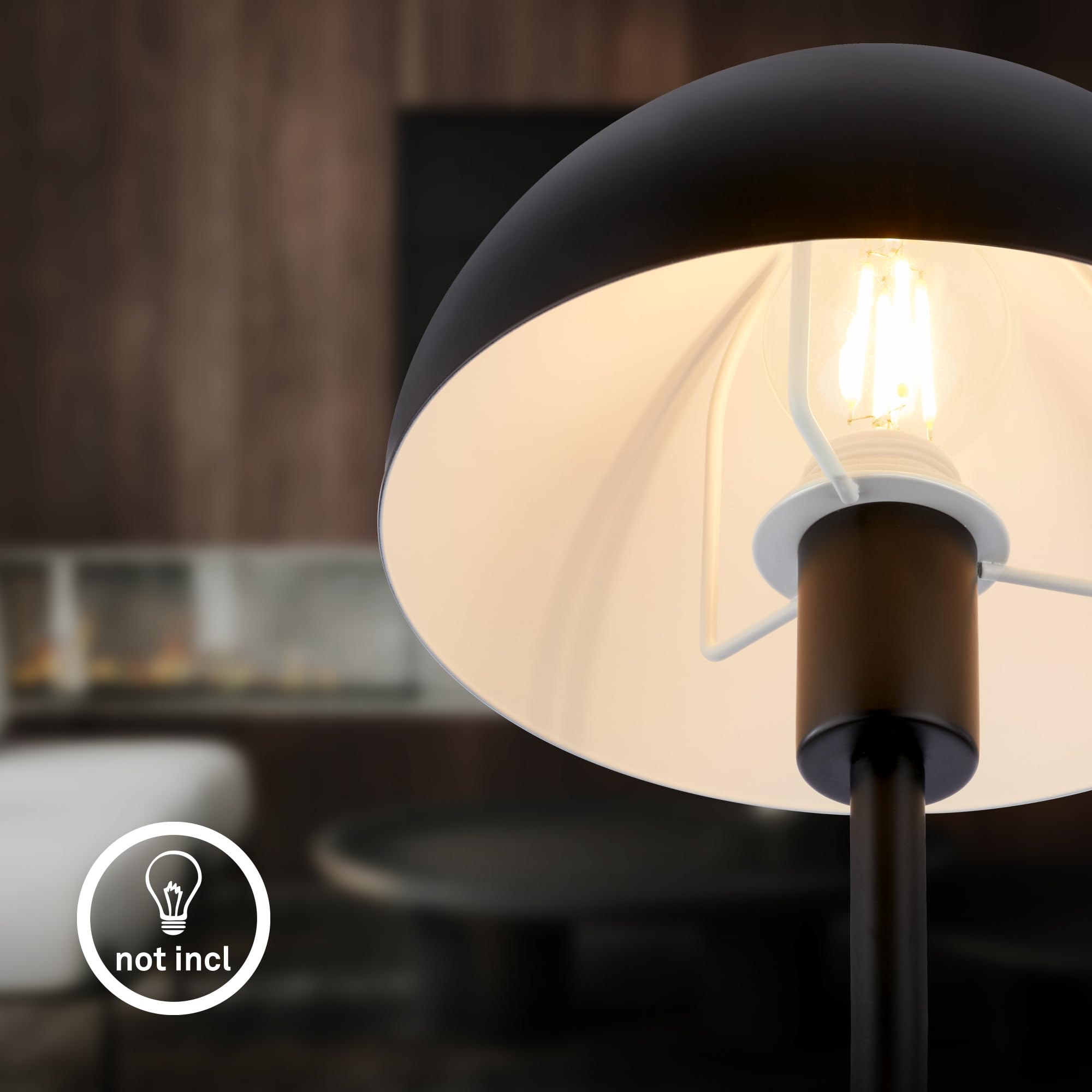 BRILONER - Lampka nocna z przełącznikiem kablowym, oprawka E14, lampa stołowa, lampa biurkowa, lampa biurowa, lampka do czytania, 18 x 35 cm (śr. x wys.), czarna