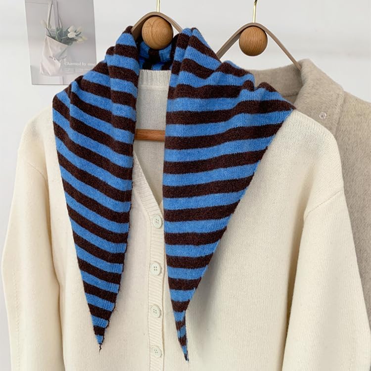 Knitted Triangle Scarf for Women Y2k Stripe Head Scarf Aesthetic Accessories Cottagecore Streetwear Triangle Shawl - Image 2