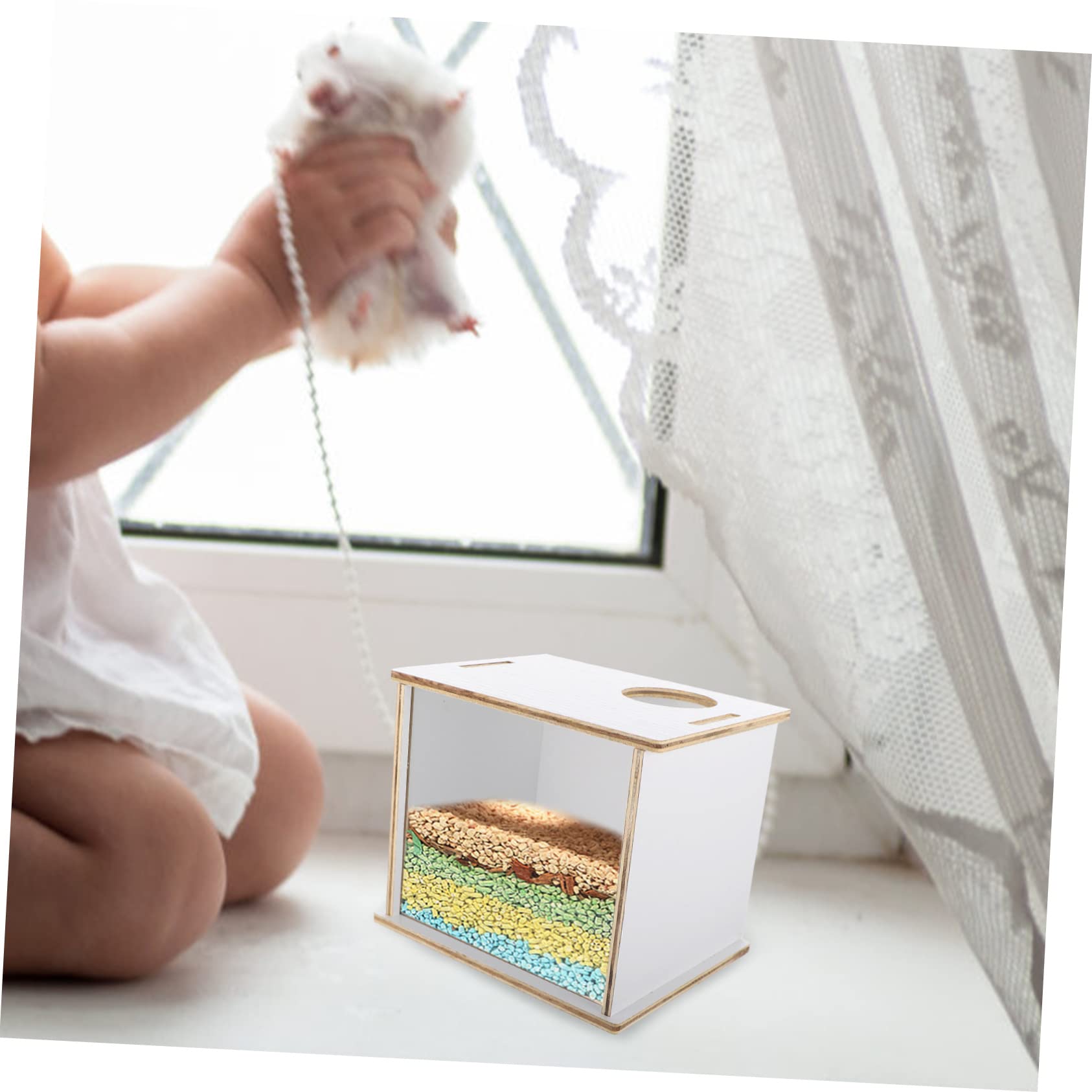 Haushalts Sandbad für Hamster Multifunktionale Holzbadewanne Transparentes Bad für Chinchillas und Kleintiere Leicht zu Reinigen Sicher und Praktisch