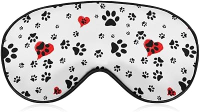 Dog Paws Print Sleep Mask Eye Mask for Women Men Comfortable and Soft Sleeping Eye Cover with Adjustable Elastic Strap Block Out Light Fashion Patterns Blindfold for Travel Nap Meditation