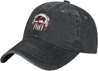 Buffalo Native American Denim Trucker Hat Baseball Cap for Men Or Women Cowboy Black