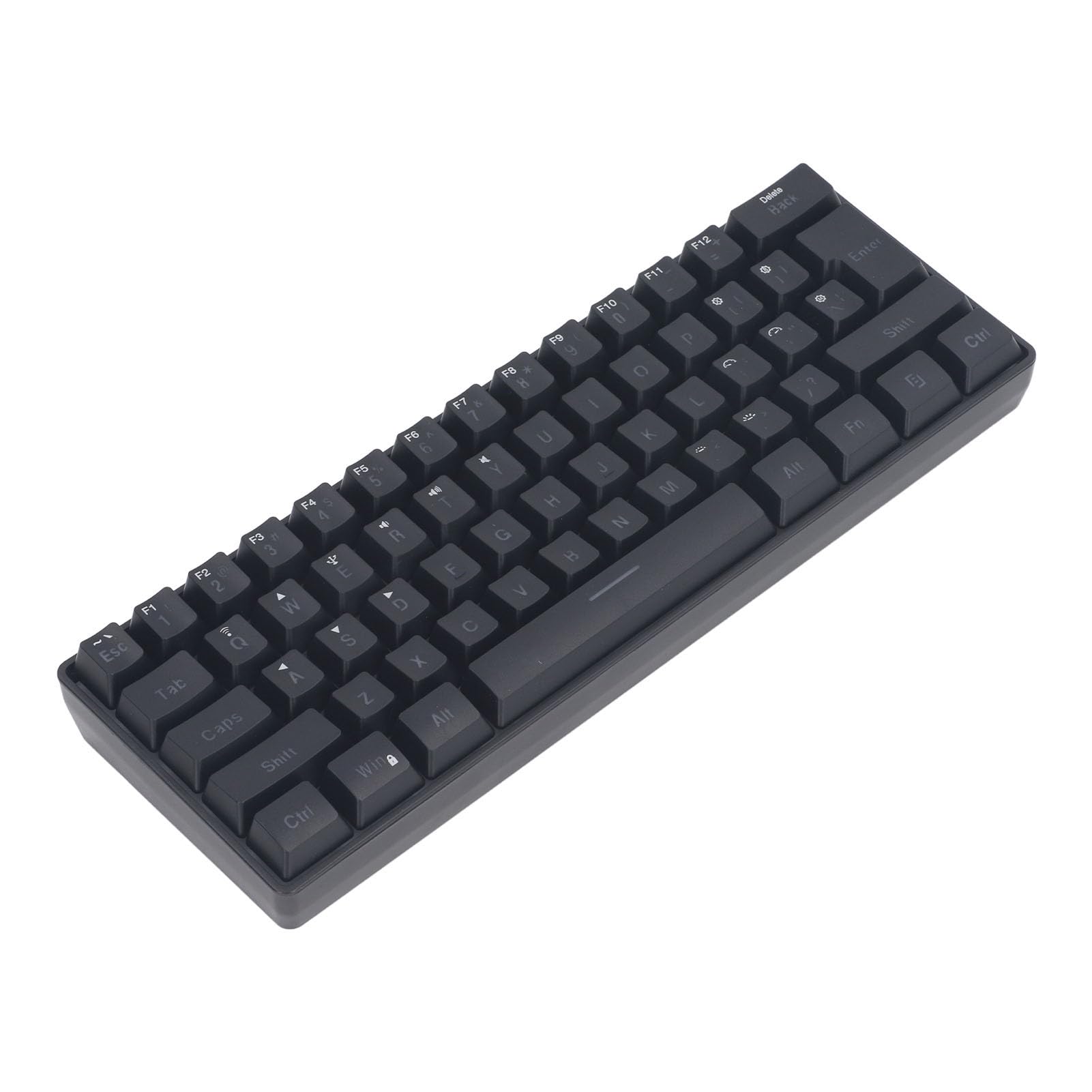 Naroote Tastiera da Gioco Al 60%, Teclado Gamer 3 modalità Tastiera Silenziosa 61 Tasti 2.4G Wireless Cablata Tastiera Retroilluminata RGB per Laptop, Telefono, Tablet (BLACK)
