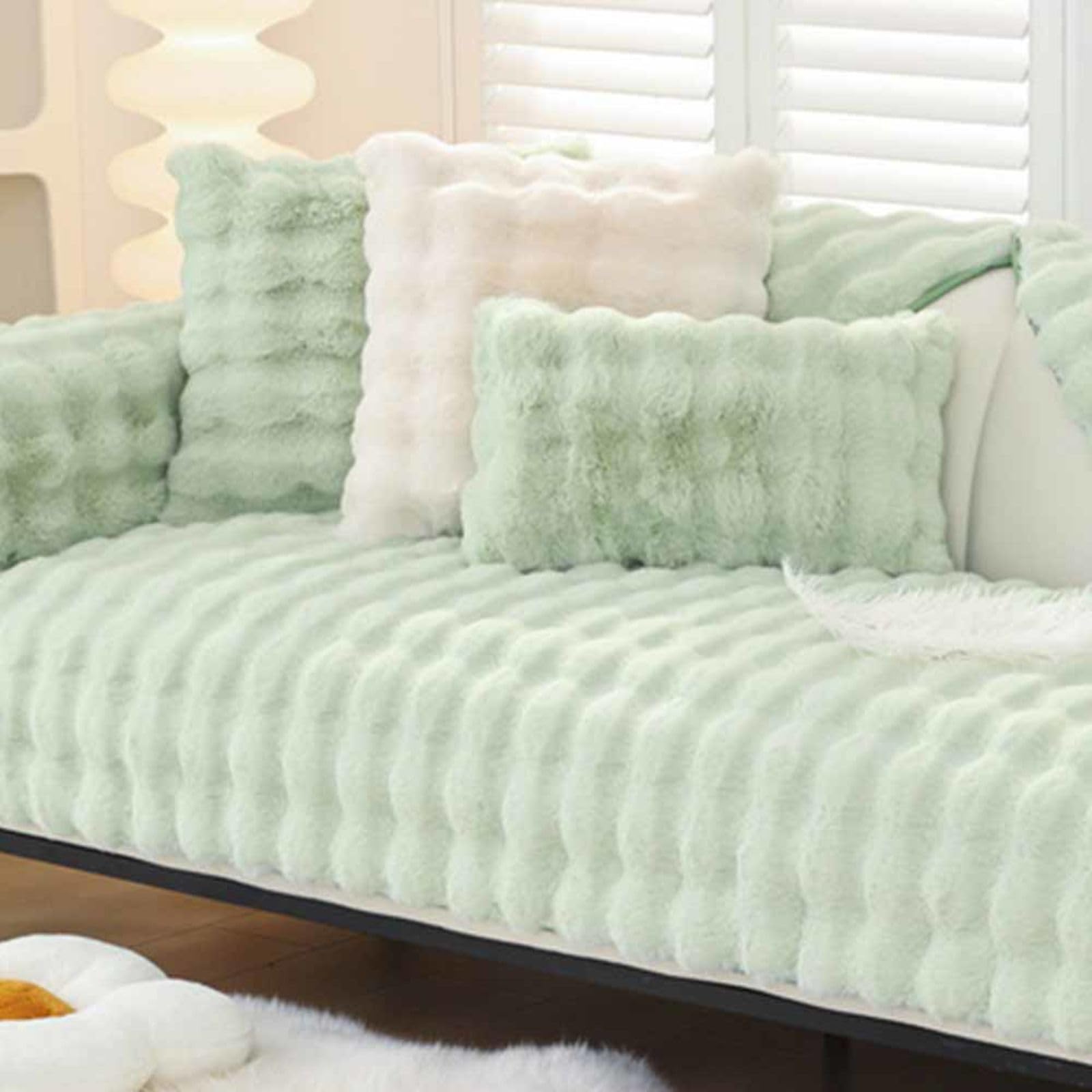Racib Funny Fuzzy Corner Non Slip Velvet Sofa Cover, Waterproof Slipcovers Couch Covers Dog Protector, Apply To L Shape 1-4 Seater, 8-70x70cm