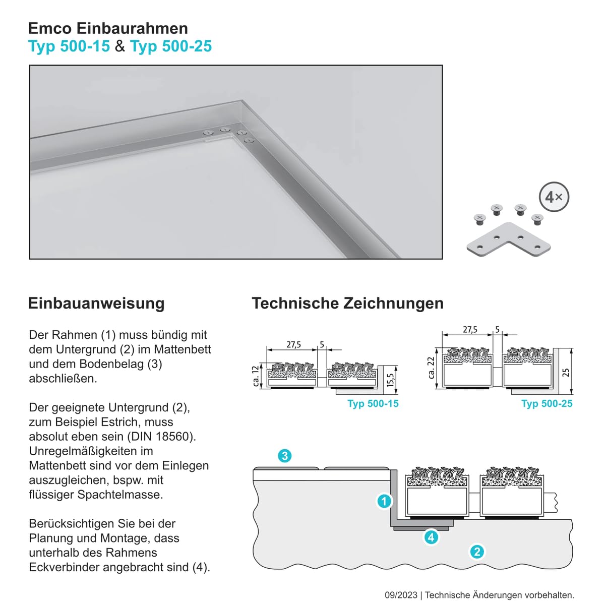EMCO Eingangsmatte DIPLOMAT Rips hellgrau 12mm + ALU Rahmen Fußmatte Schmutzfangmatte Fußabtreter Antirutschmatte, Größe:90x60cm
