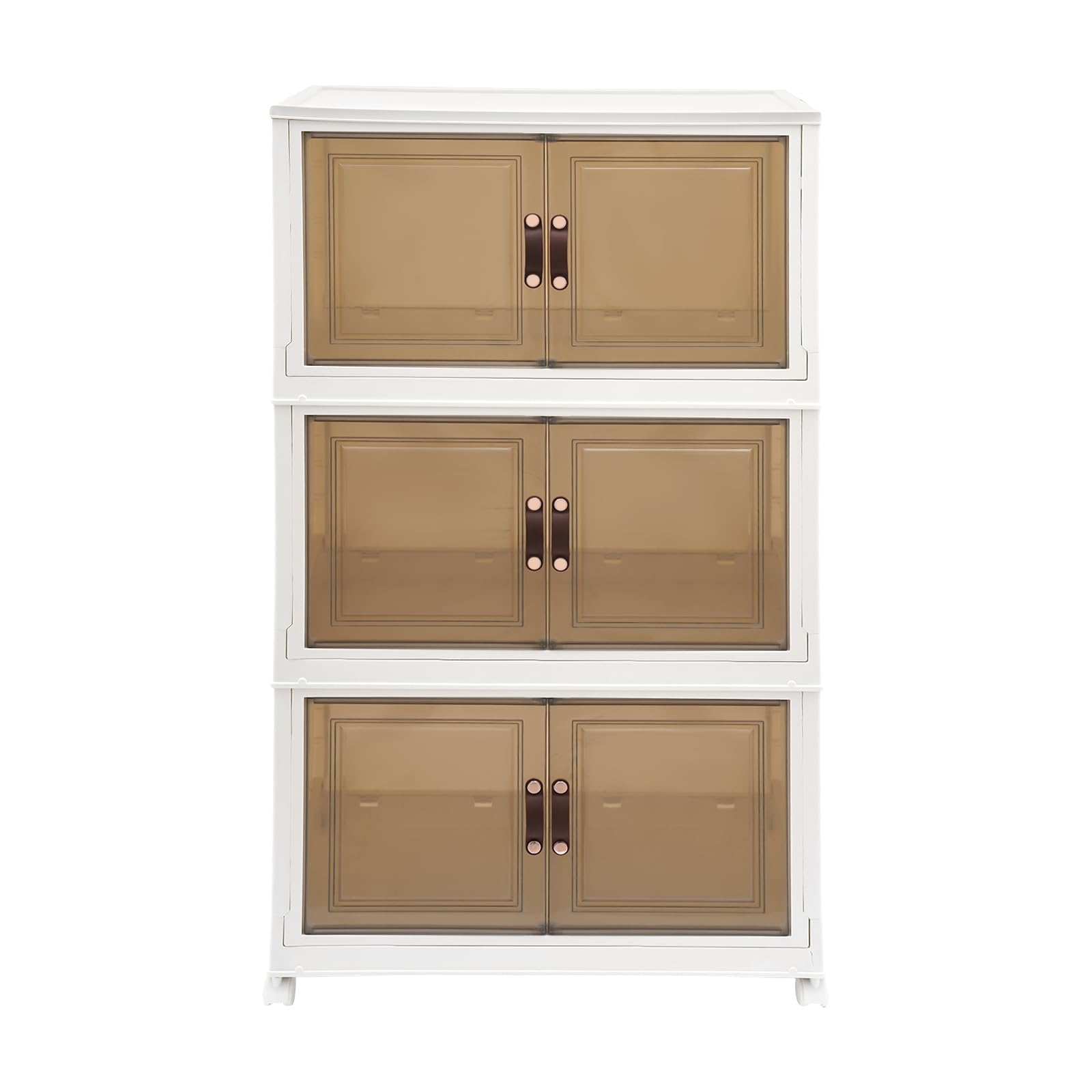 Lagerschränke faltbare Lagerbehälter Aufbewahrungsbox 3PCS Stapelbare Kunstoffboxen Aufbewahrungsbehälter Tragfähigkeit 30Kg, 65 * 42 * 110.5cm mit Rädern - Weiß