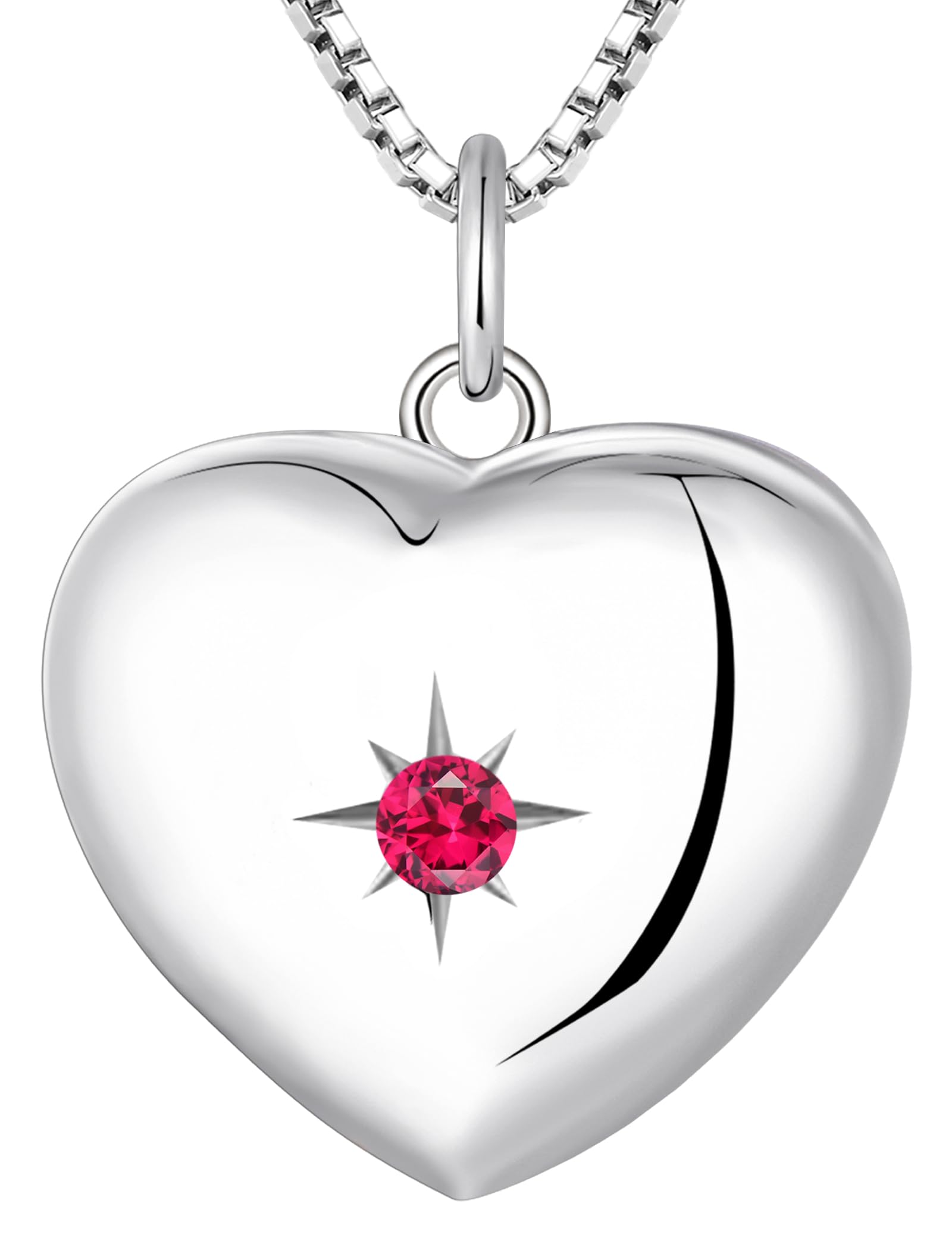 YL Heart Locket Picture Necklace Sterling Silver Personalized Photo Pendant Birthstone Jewelry for Women