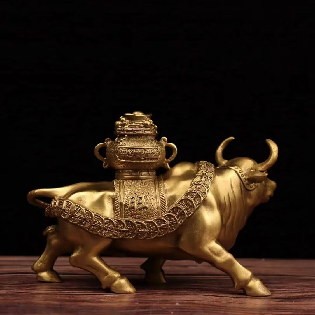 Glücksbringer – Wall-Street-Bullenstatue aus Messing – Börsendekoration – Kupfer-Bullenfiguren – Feng-Shui-Glücksbringer