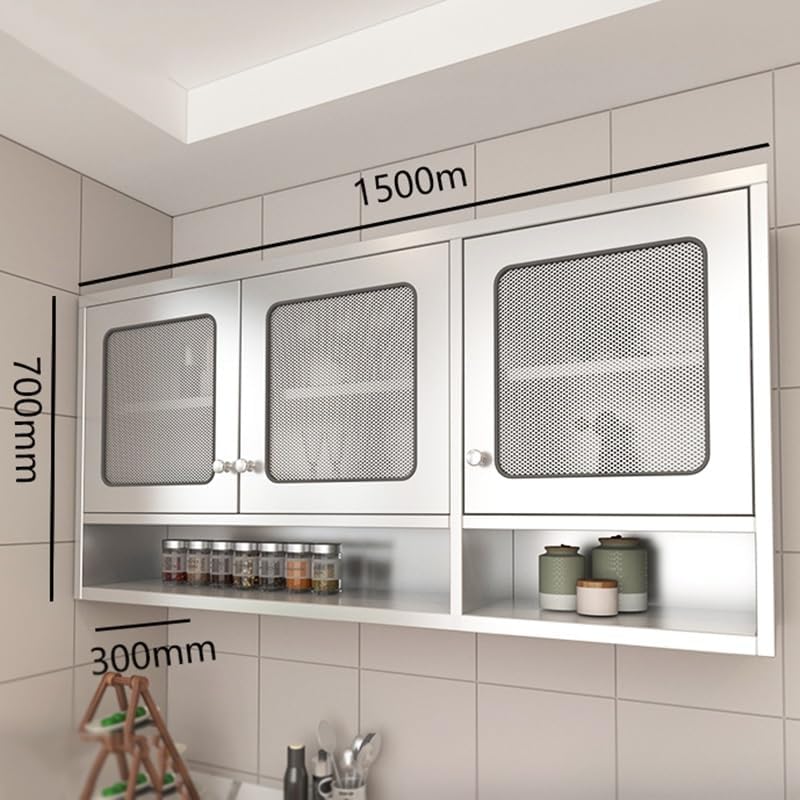 Wall Cabinet with Doors and Shelves, Kitchen Wall Cabinets Storage Wall Mounted Hanging Organizer for Kitchen Bathroom Living Room, Wall Mount Cabinets with Adjustable Shelves,A-1