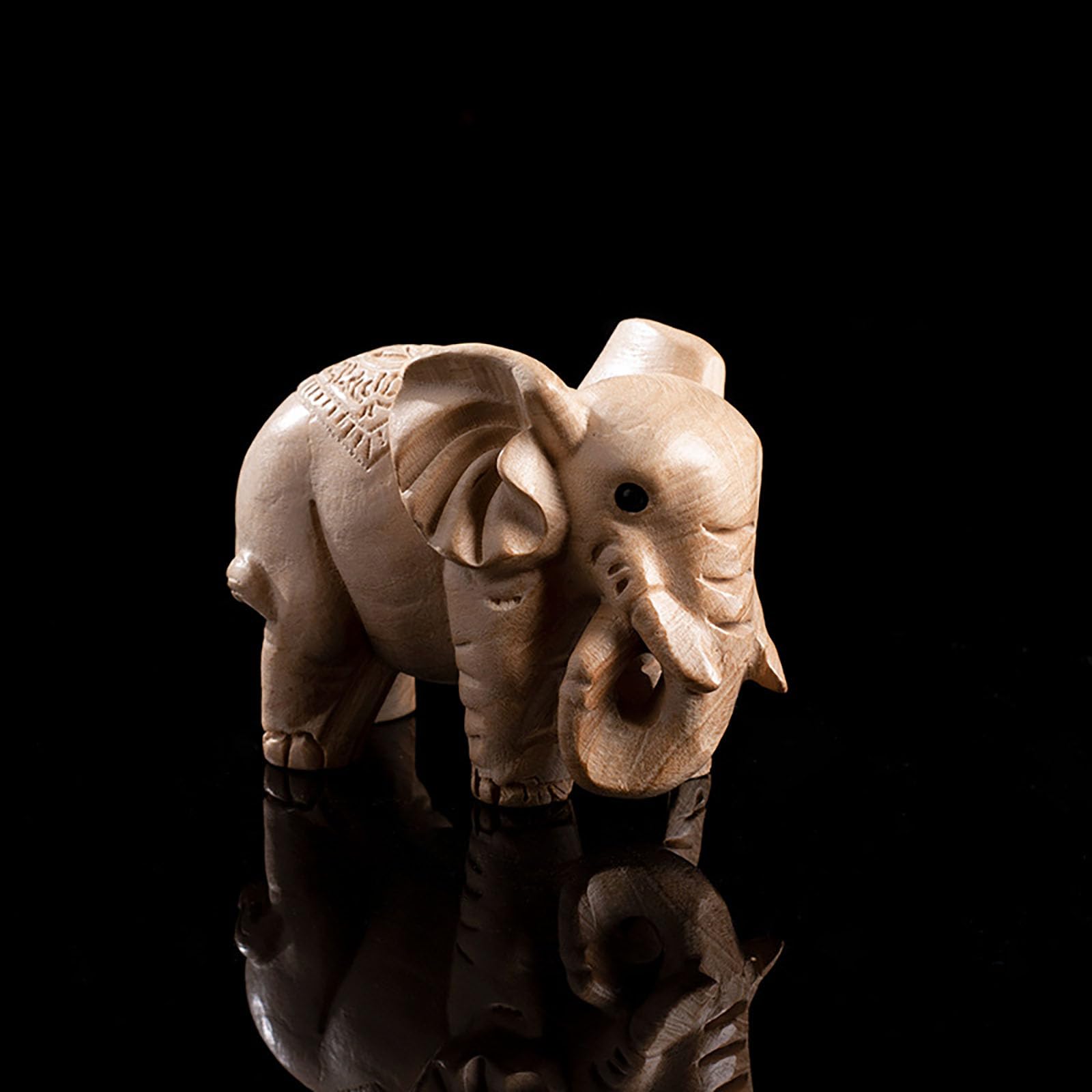 象の木彫り彫刻 2体セット 【公式通販】