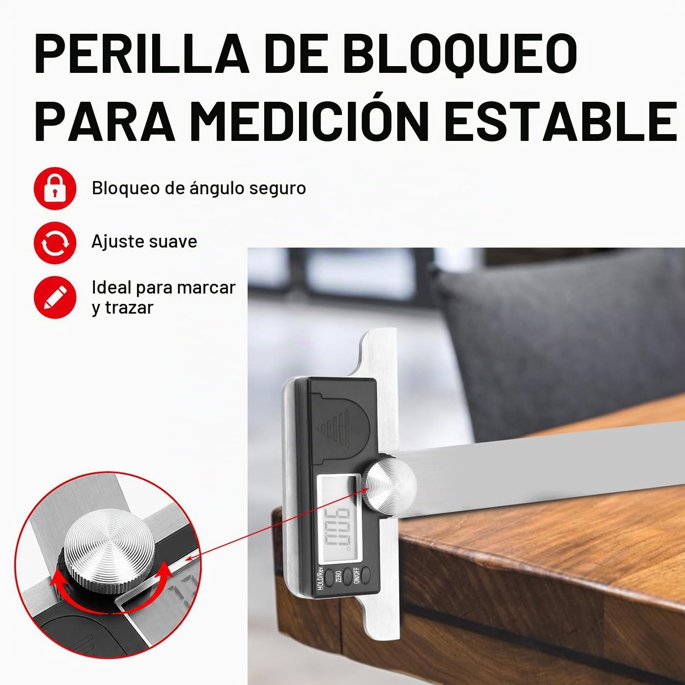 Goniómetro de Acero Inoxidable, 0-180 ° Buscador de Ángulo Electrónico de Alta Precisión Regla de Ángulo Lcd Digital 0.01 ° Trazado Rular, para La Medición de La Construcción de La Madera (120X150 mm)
