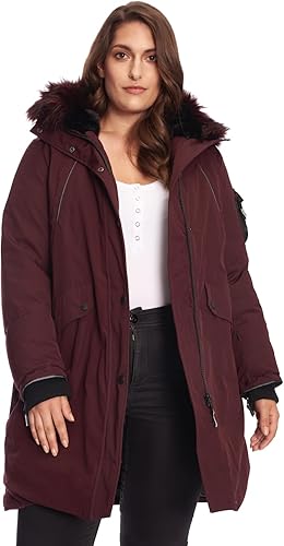 Miniatura 13 de ALPINE NORTH Laurentian - Chaqueta larga de plumón vegano para mujer con capucha de piel sintética Uva,Azul marino,Topo,Negro,Oliva