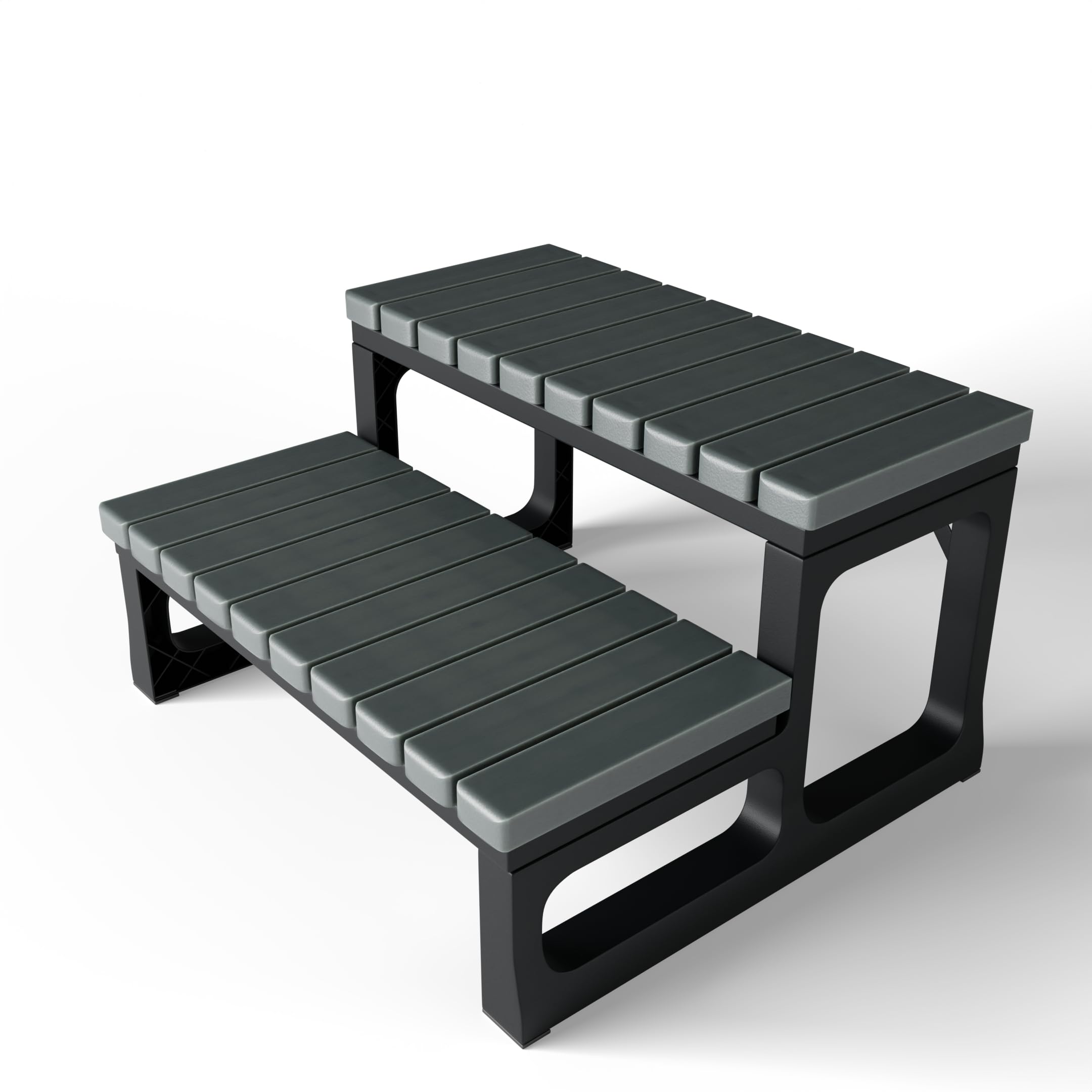 Hot Tub Steps Grey/Spa Steps for Round or Straight Sided Spa, Non-Slip Steps for Outdoor/Indoor